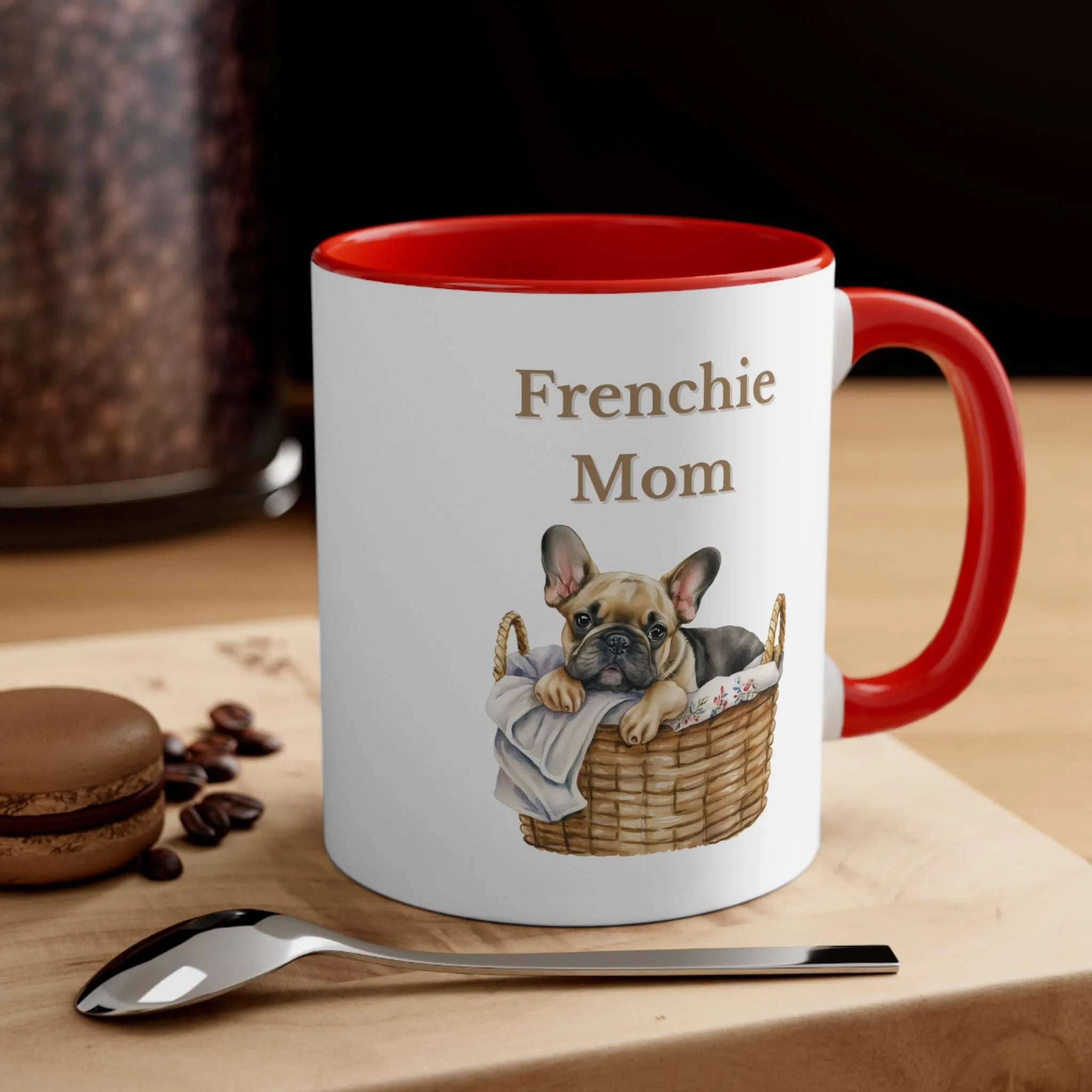 Custom French Bulldog Mom Mug  in Basket choose from Multi-Colors