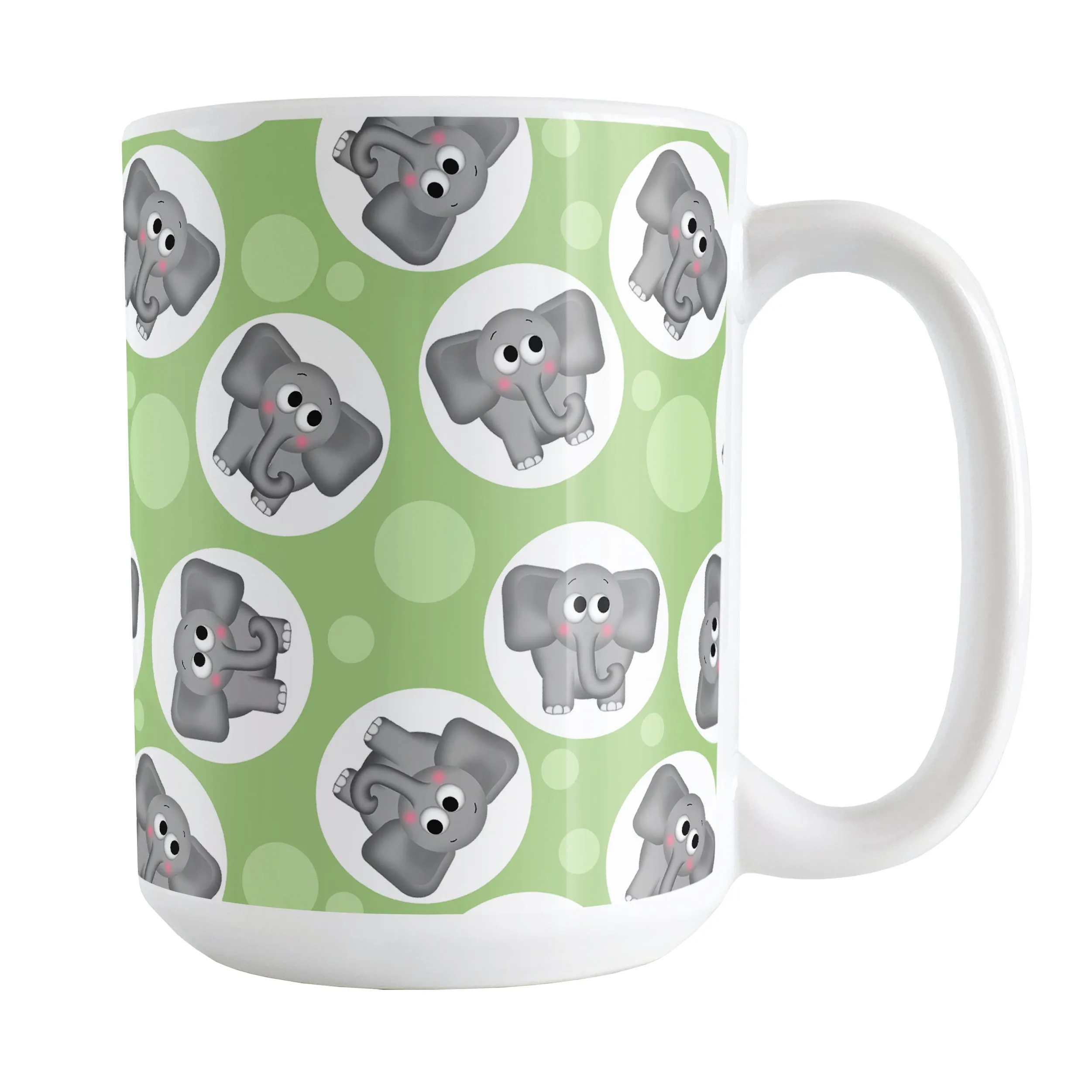 Cute Green Elephant Pattern Mug