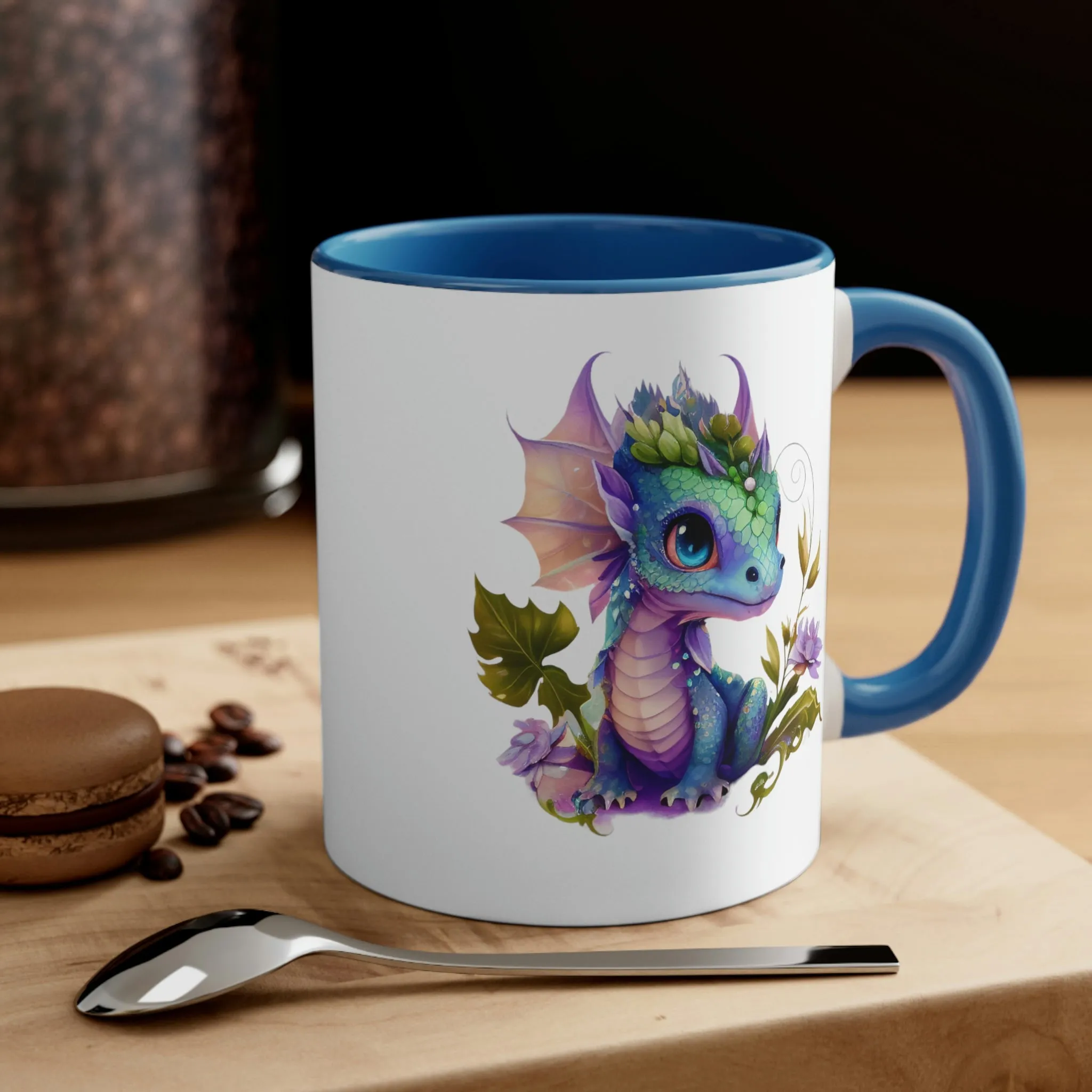 Cute Magic Watercolor Dragon 03 - Accent Coffee Mug, 11oz