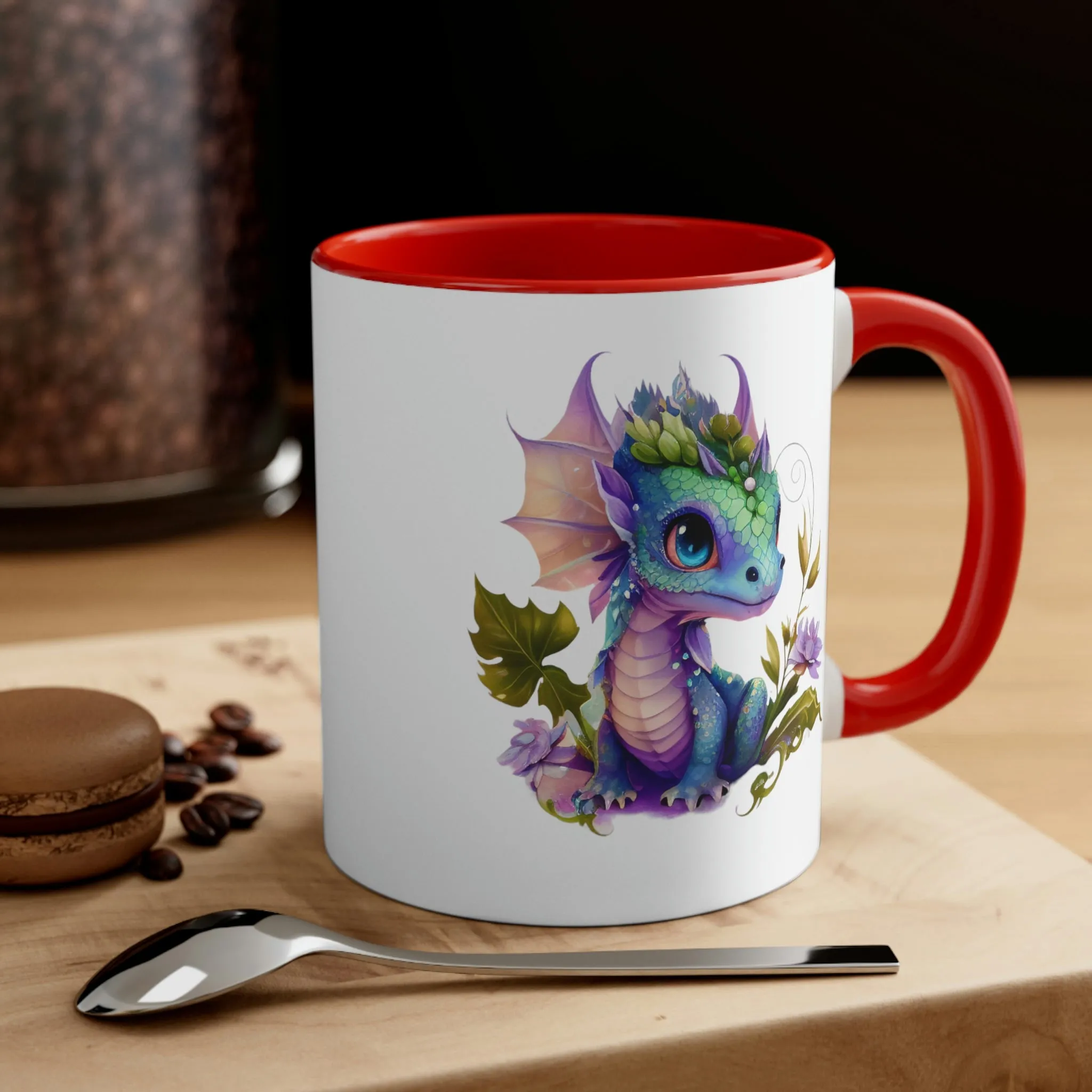 Cute Magic Watercolor Dragon 03 - Accent Coffee Mug, 11oz