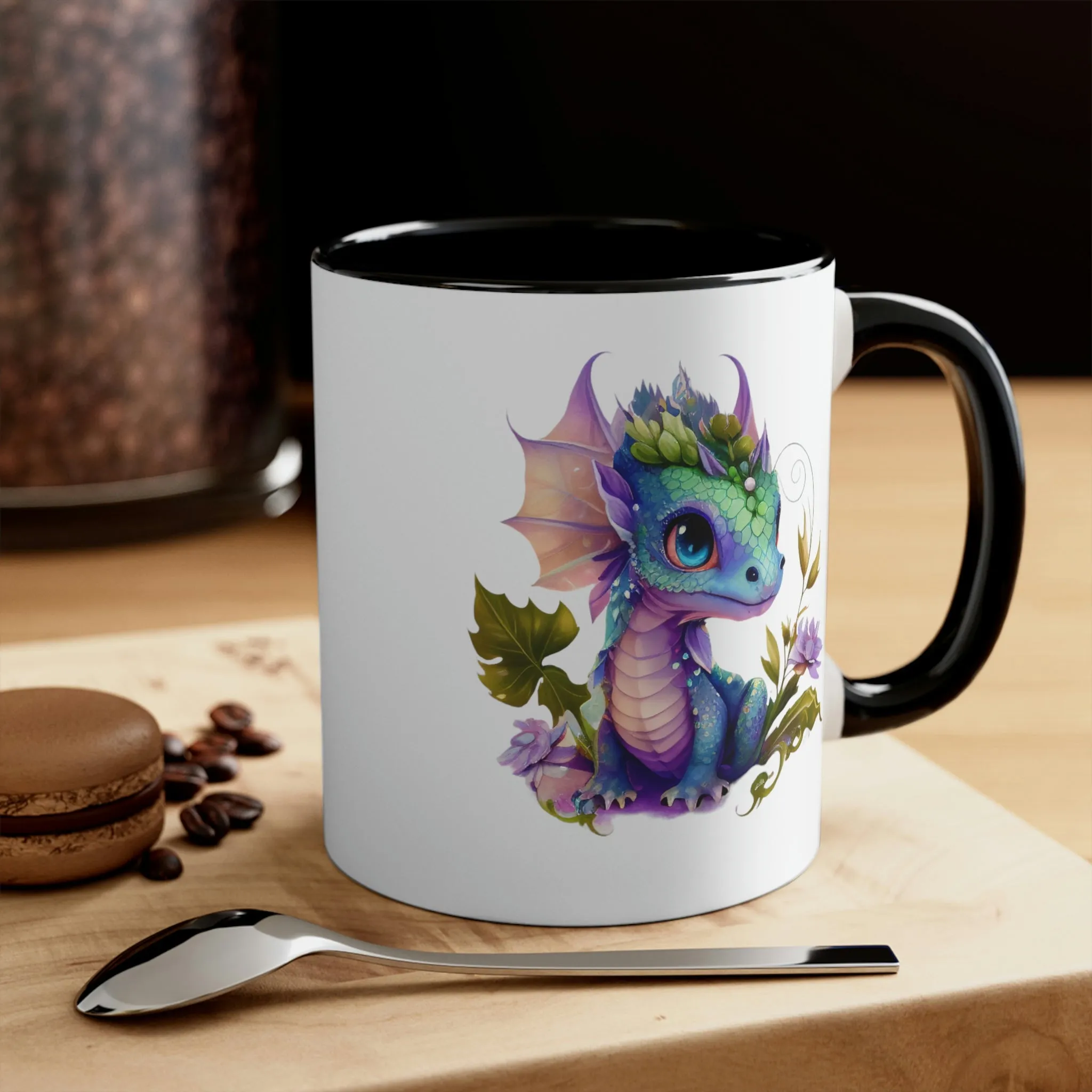 Cute Magic Watercolor Dragon 03 - Accent Coffee Mug, 11oz