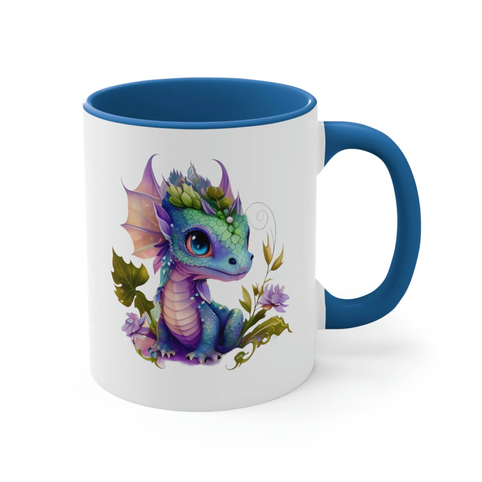 Cute Magic Watercolor Dragon 03 - Accent Coffee Mug, 11oz