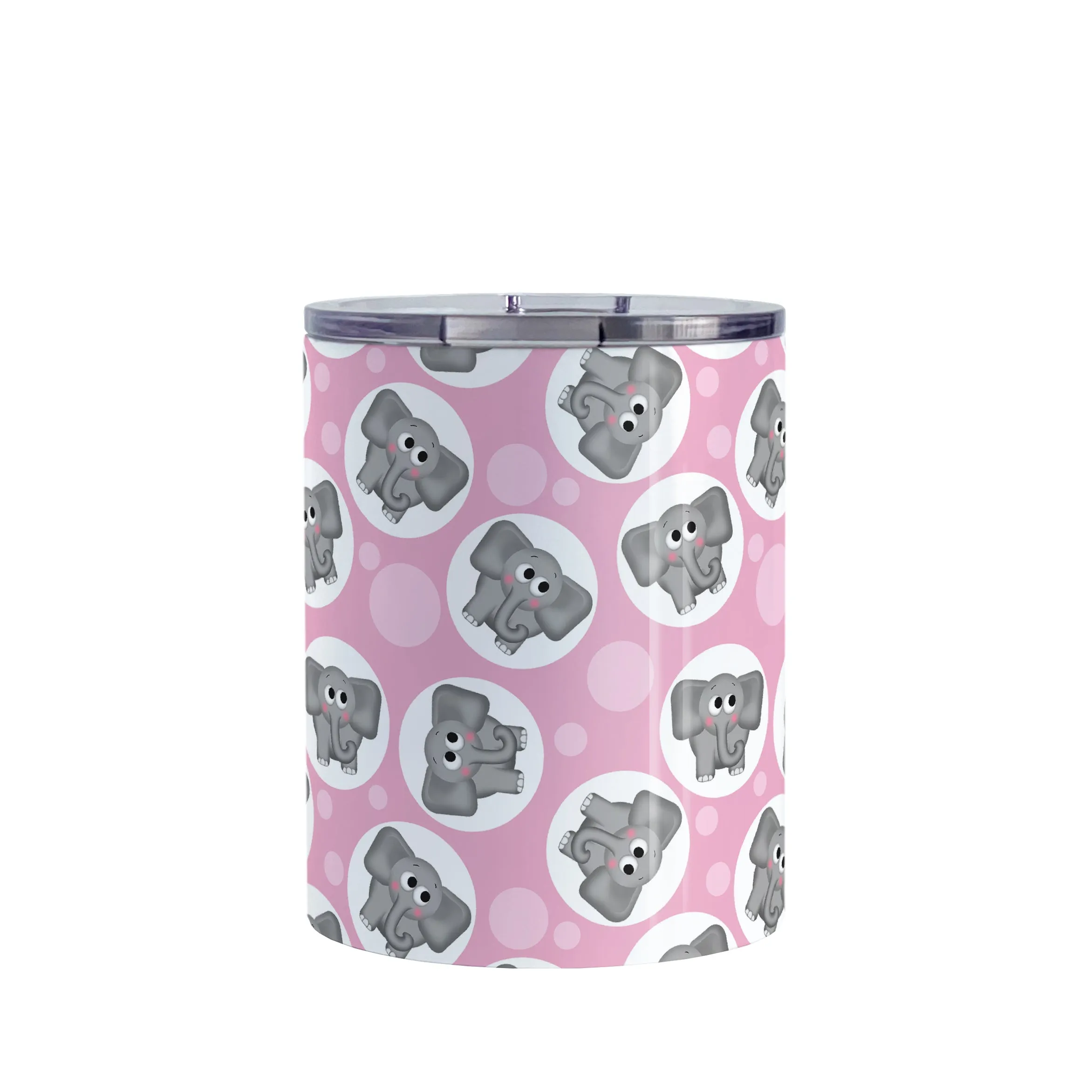 Cute Pink Elephant Pattern Tumbler Cup