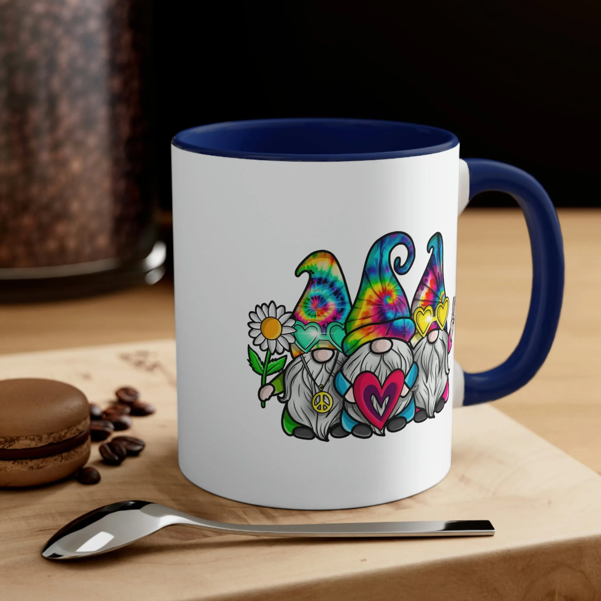 Cute Tie-dye Hippy Gnomes - Accent Coffee Mug, 11oz