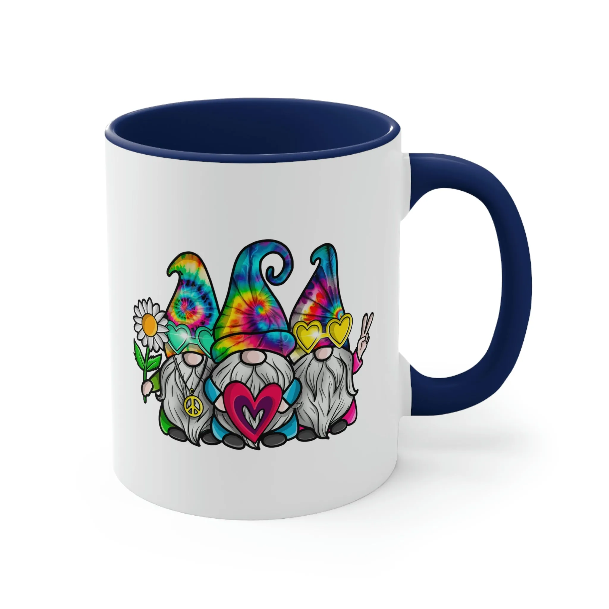 Cute Tie-dye Hippy Gnomes - Accent Coffee Mug, 11oz