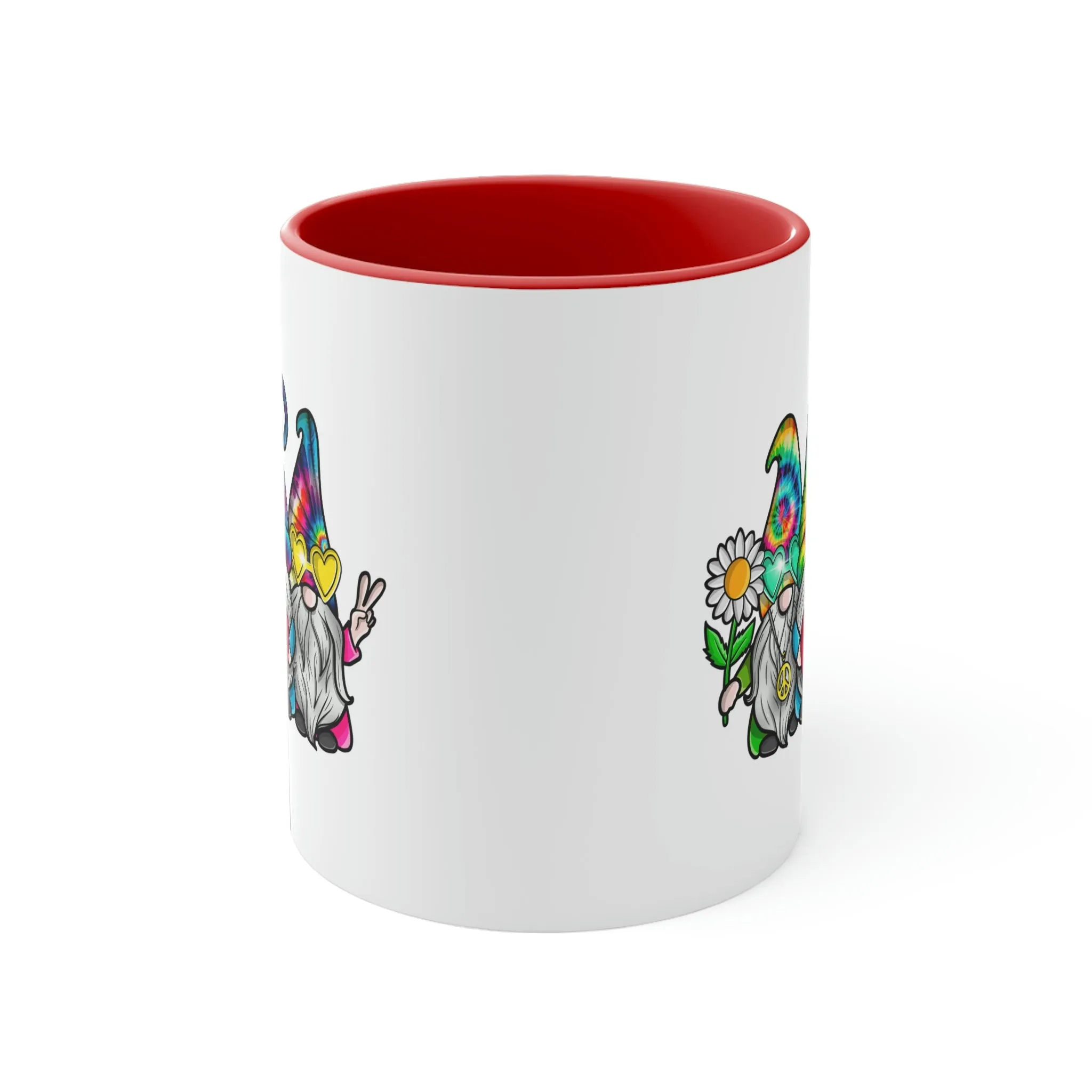 Cute Tie-dye Hippy Gnomes - Accent Coffee Mug, 11oz