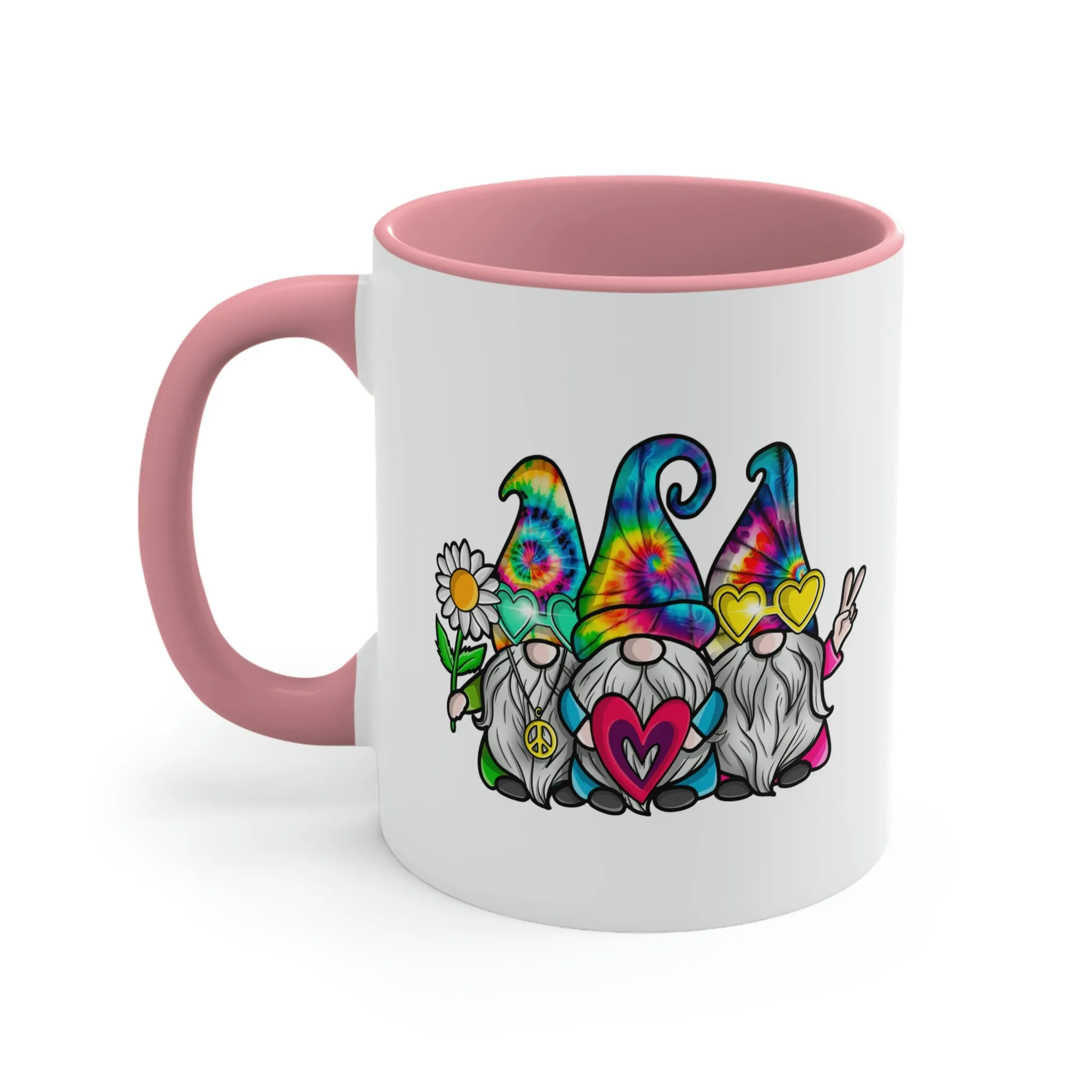 Cute Tie-dye Hippy Gnomes - Accent Coffee Mug, 11oz