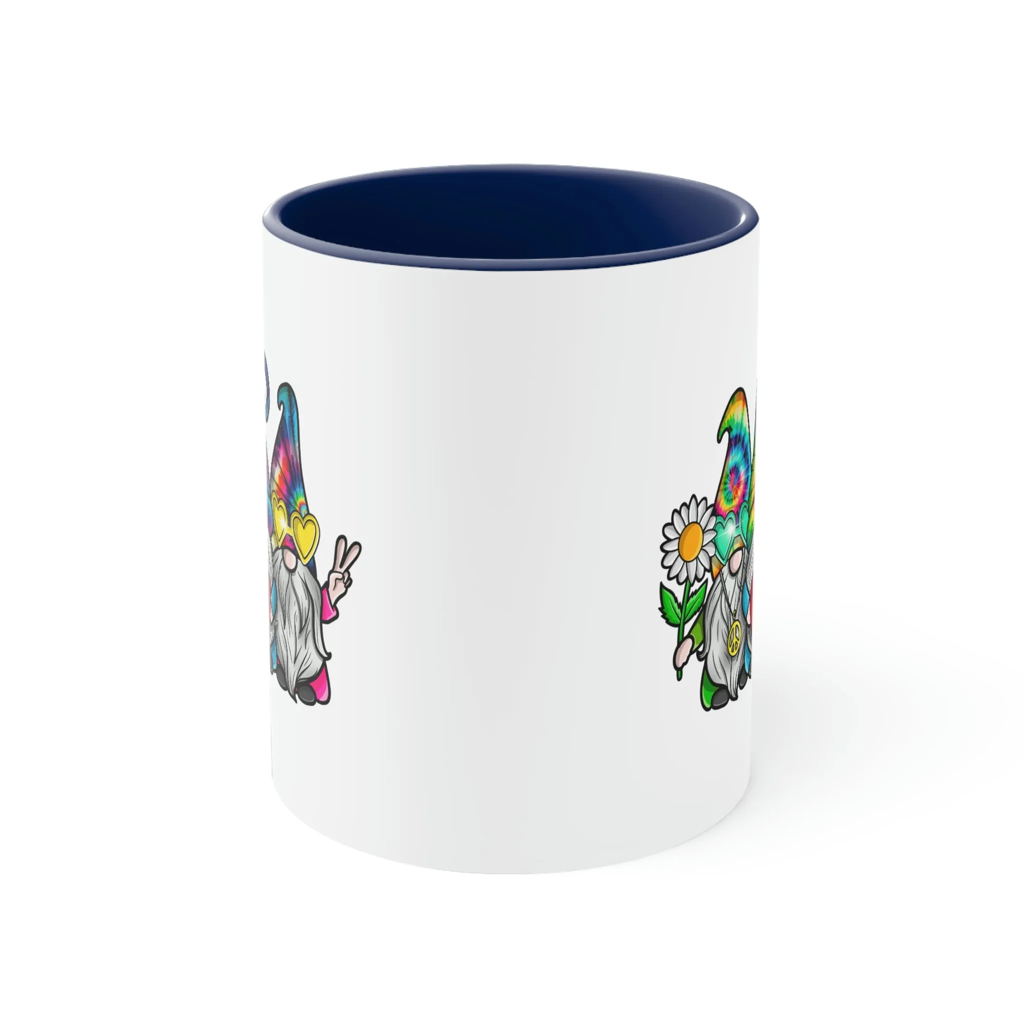 Cute Tie-dye Hippy Gnomes - Accent Coffee Mug, 11oz