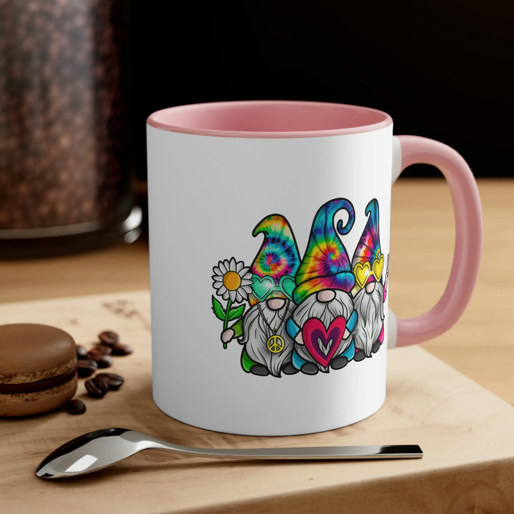 Cute Tie-dye Hippy Gnomes - Accent Coffee Mug, 11oz