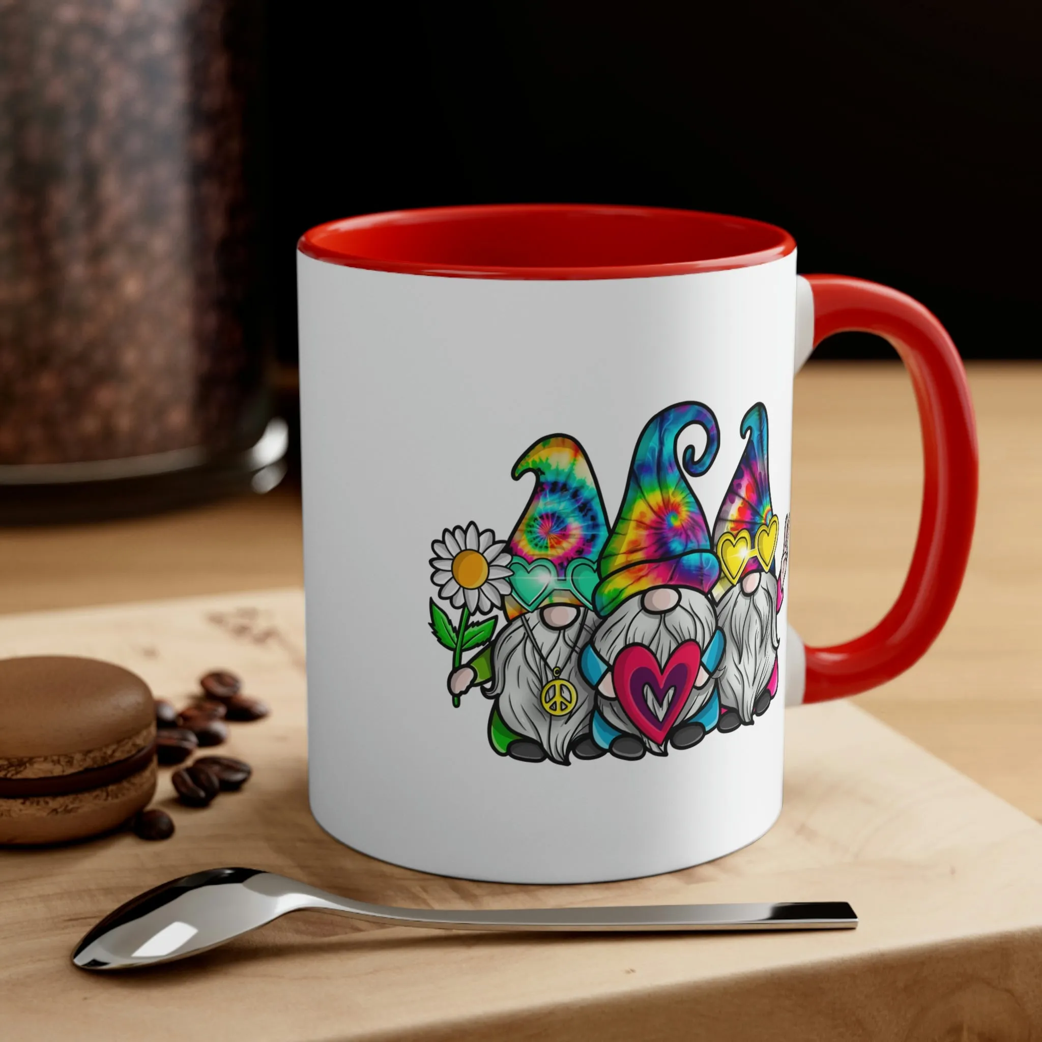 Cute Tie-dye Hippy Gnomes - Accent Coffee Mug, 11oz