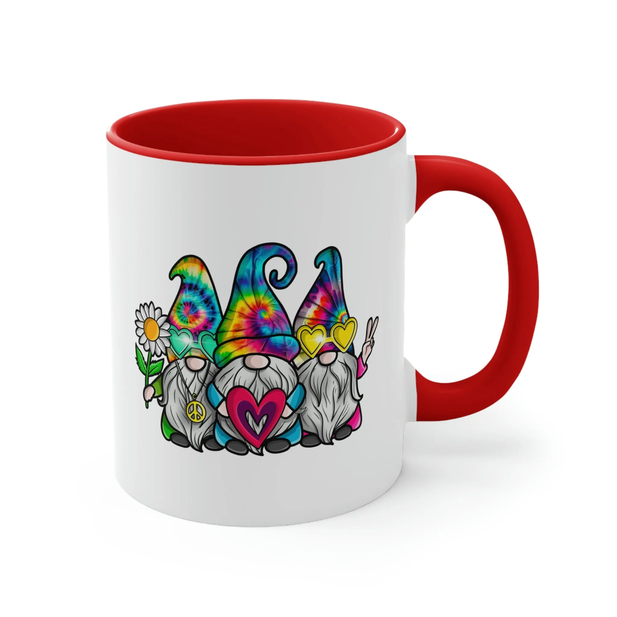 Cute Tie-dye Hippy Gnomes - Accent Coffee Mug, 11oz