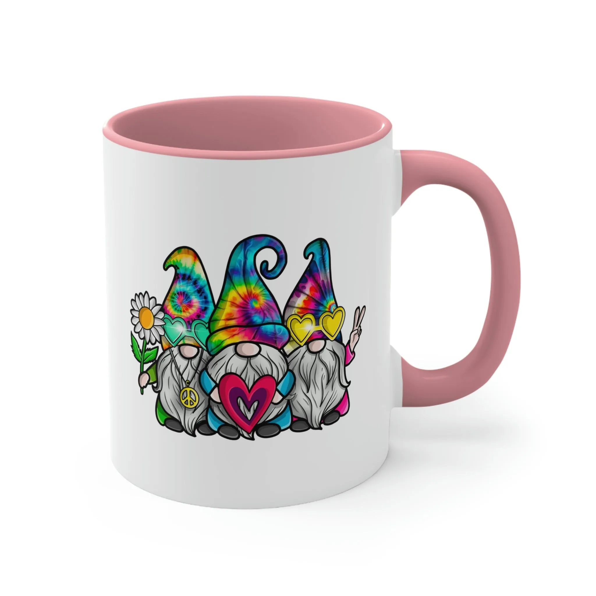 Cute Tie-dye Hippy Gnomes - Accent Coffee Mug, 11oz