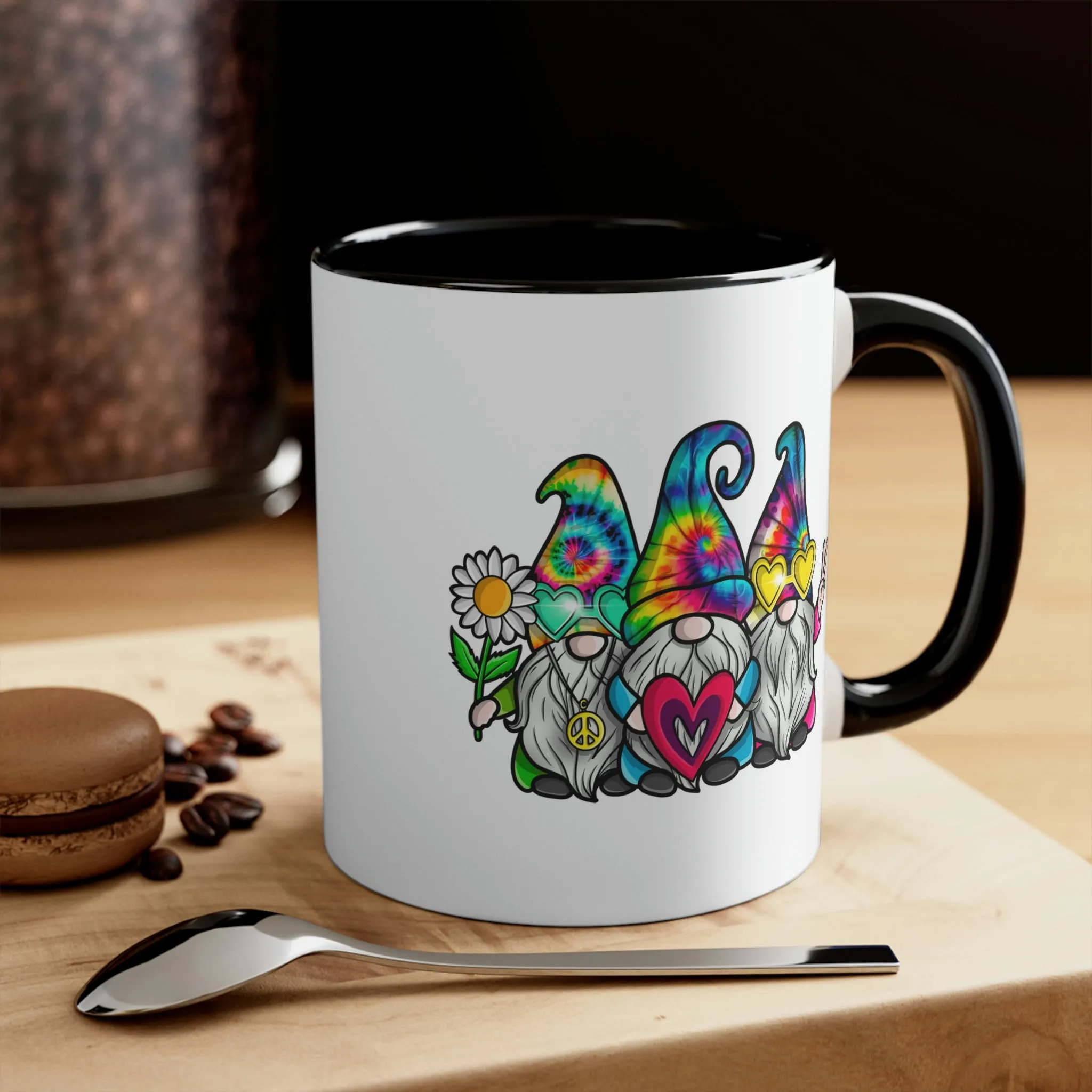 Cute Tie-dye Hippy Gnomes - Accent Coffee Mug, 11oz