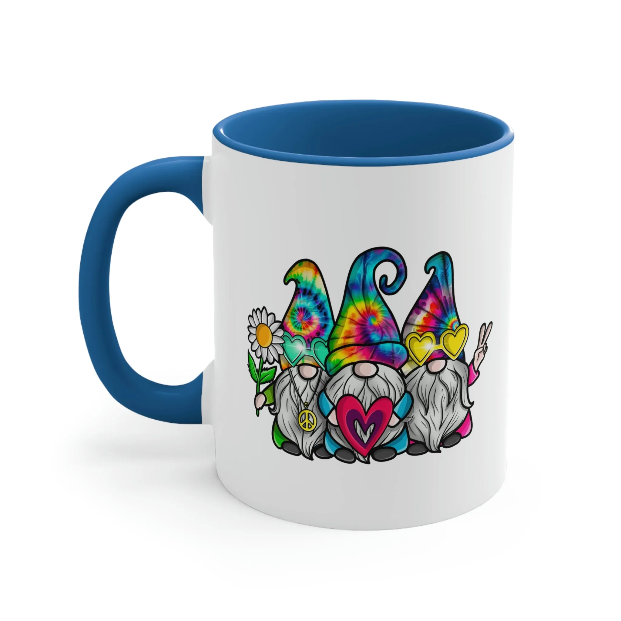 Cute Tie-dye Hippy Gnomes - Accent Coffee Mug, 11oz