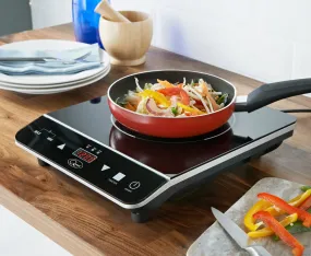 Digital Induction Hob Hot Plate with 10 Temperature Settings and Touch Control, Single, 2000 W, Black