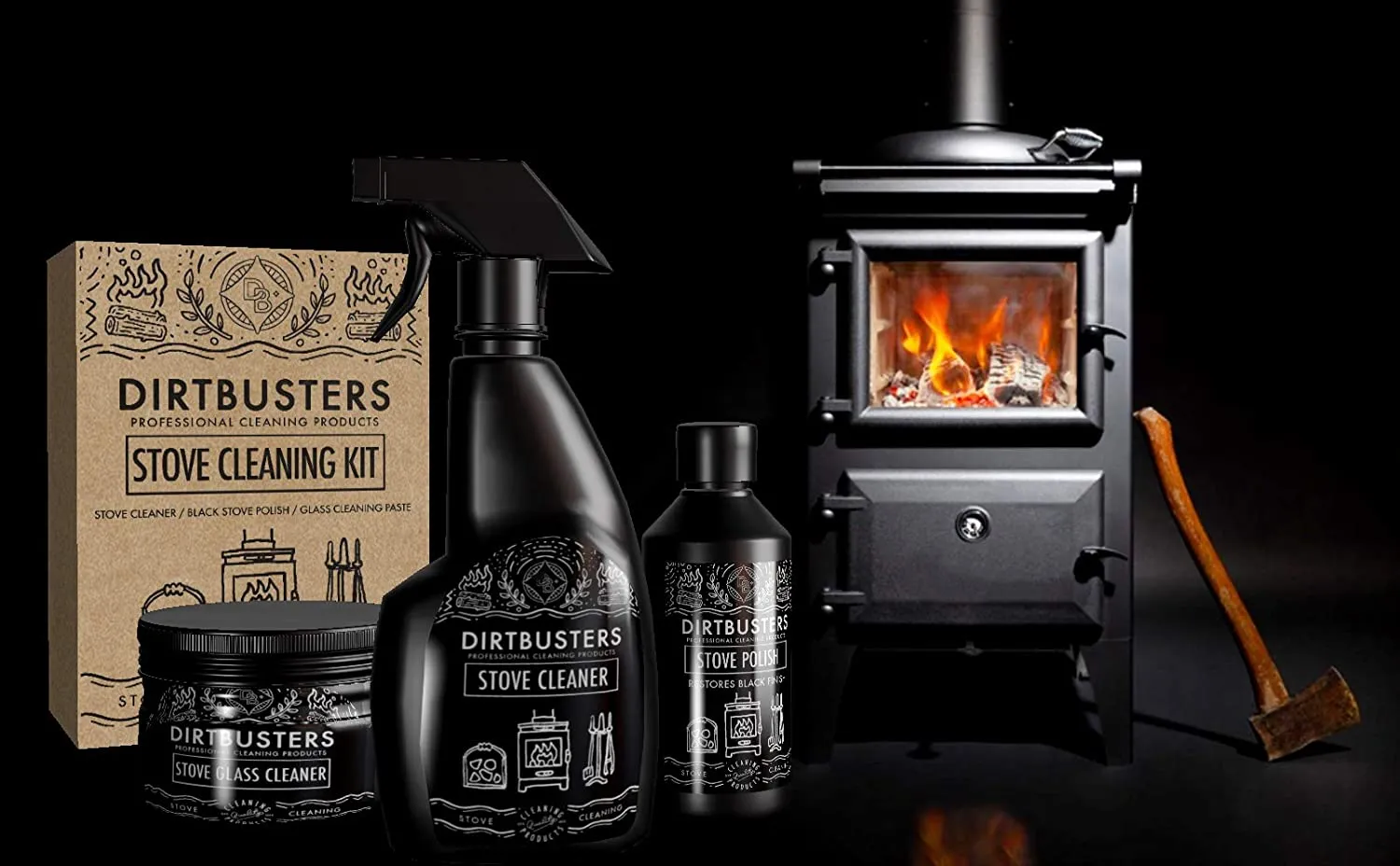 Dirtbusters Stove Care Kit, Clean & Restore, For Log Burners & Multi Fuel Stoves TRADE