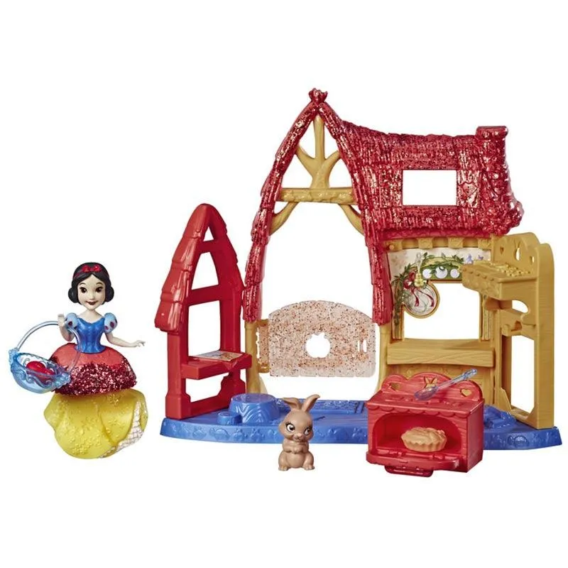 Disney Princess Cottage Kitchen and Snow White Doll, Royal Clips Fashion, One-Clip Skirt