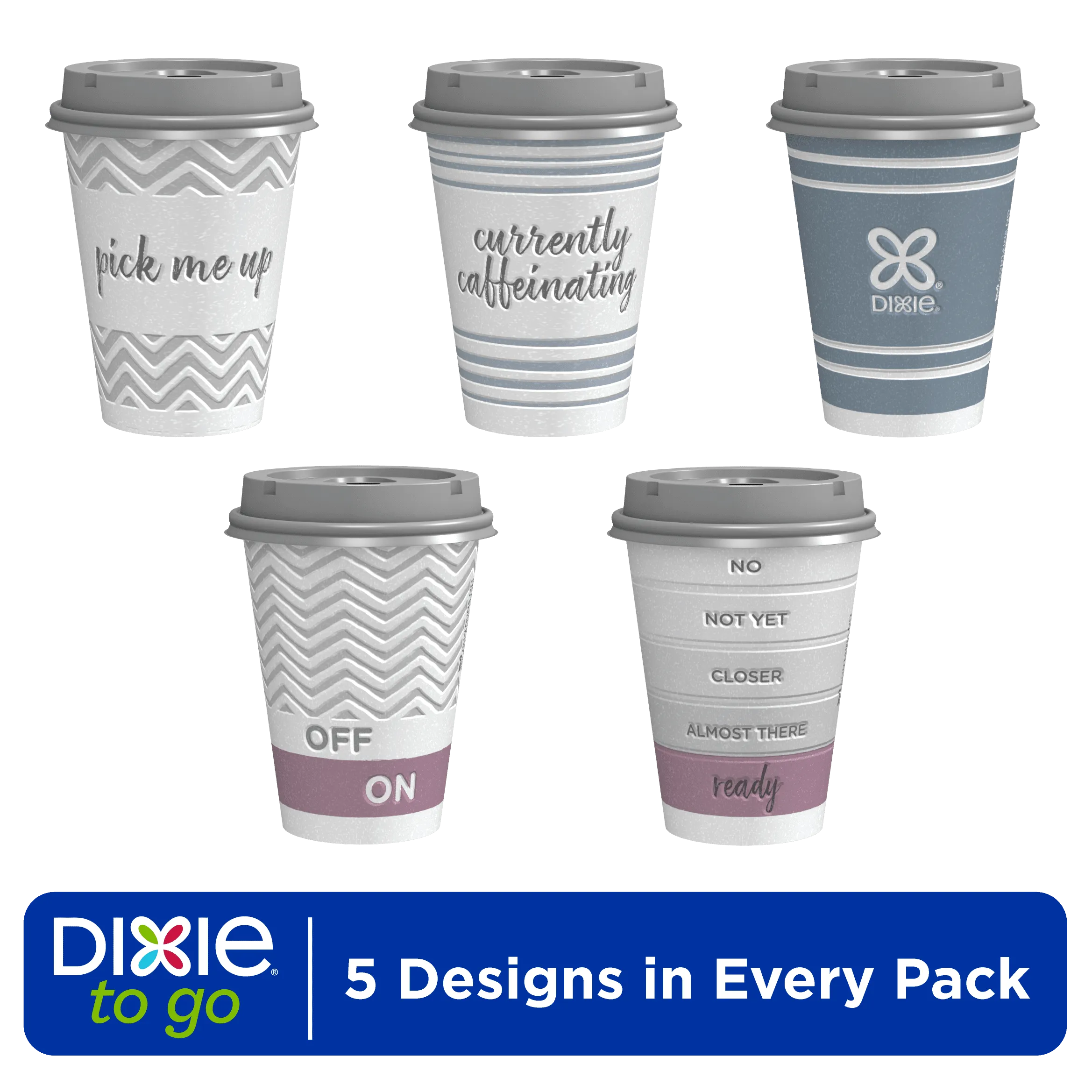 Dixie To Go Disposable Paper Cups with Lids, 12 oz, Multicolor, 20 Count