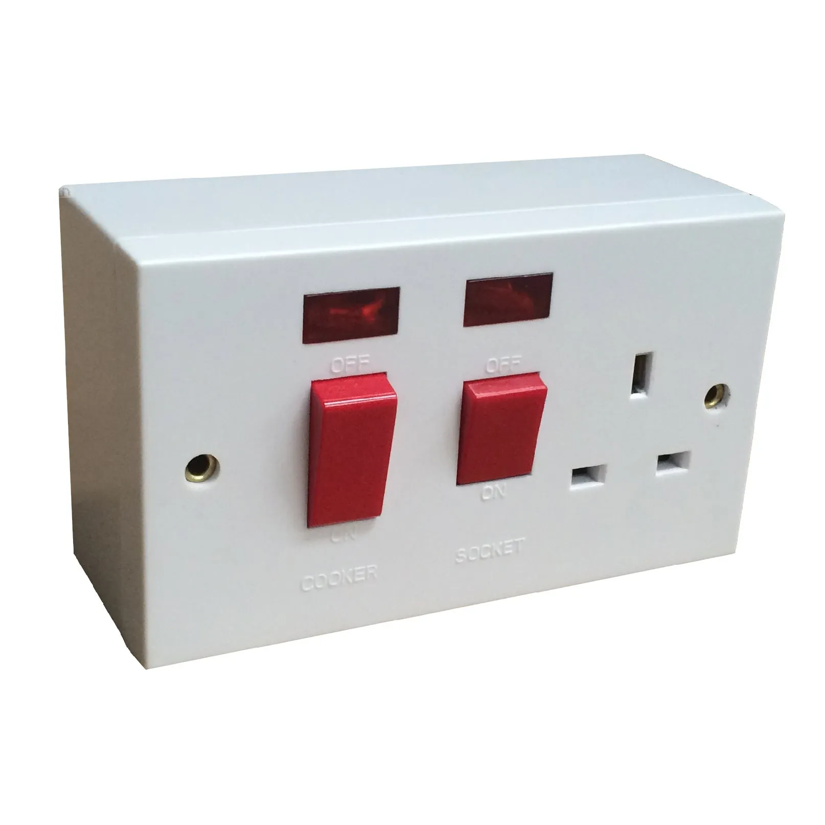 Double Cooker Switch Socket Unit & Pattress Box, 45 Amp Double Pole