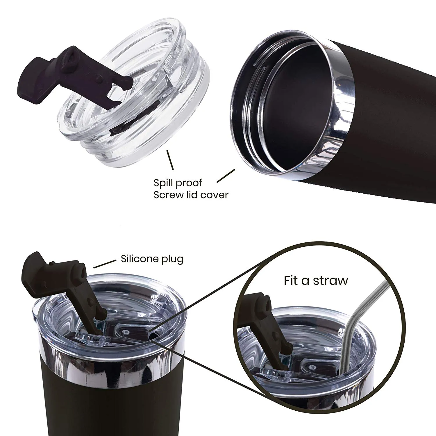 DRINCO®  20oz Insulated Tumbler w/Spill Proof Lid (Black)