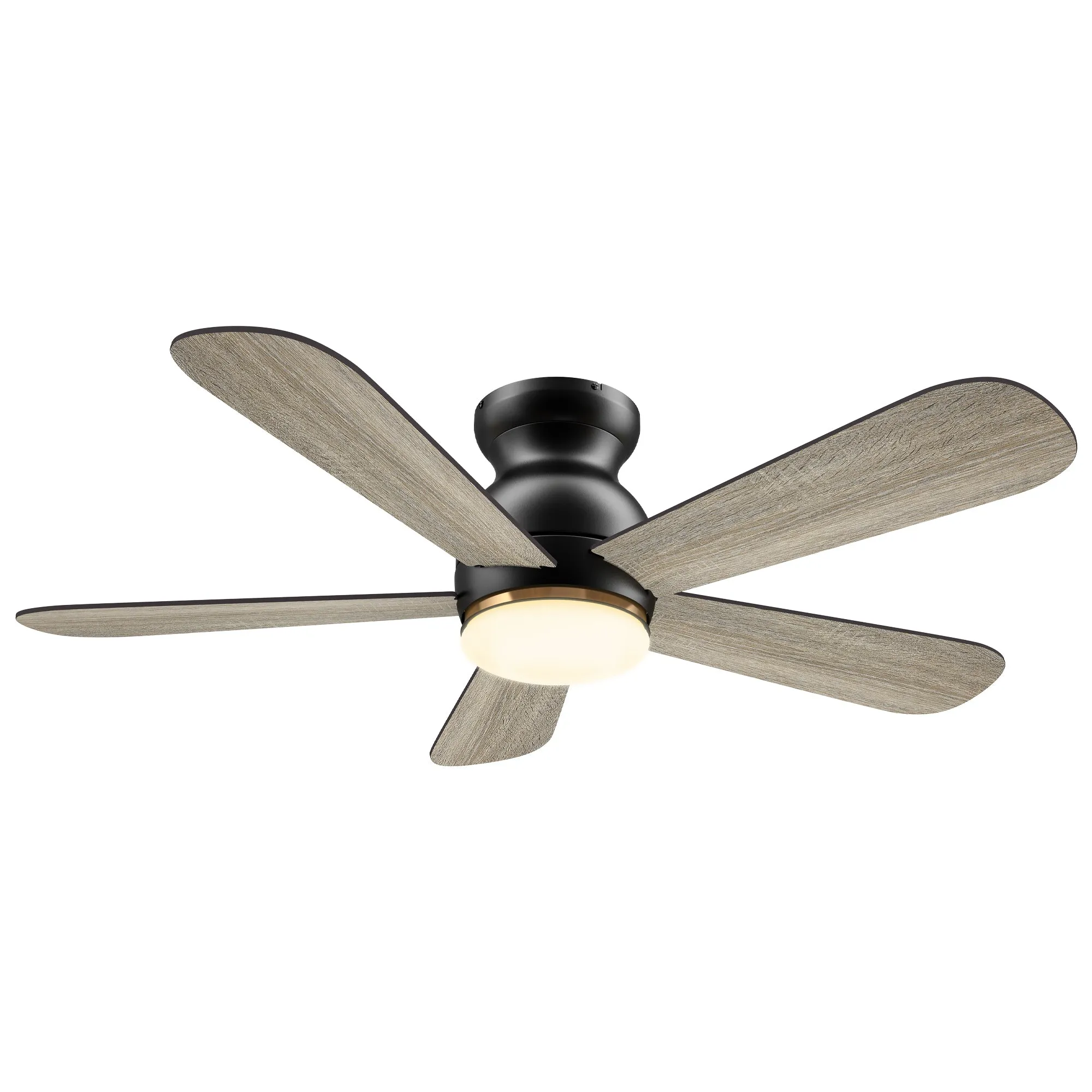 DUBOIS 48 inch 5-Blade Flush Mount Smart Ceiling Fan with LED Light Kit & Remote- Black/Walnut & Barnwood (Reversible Blades)