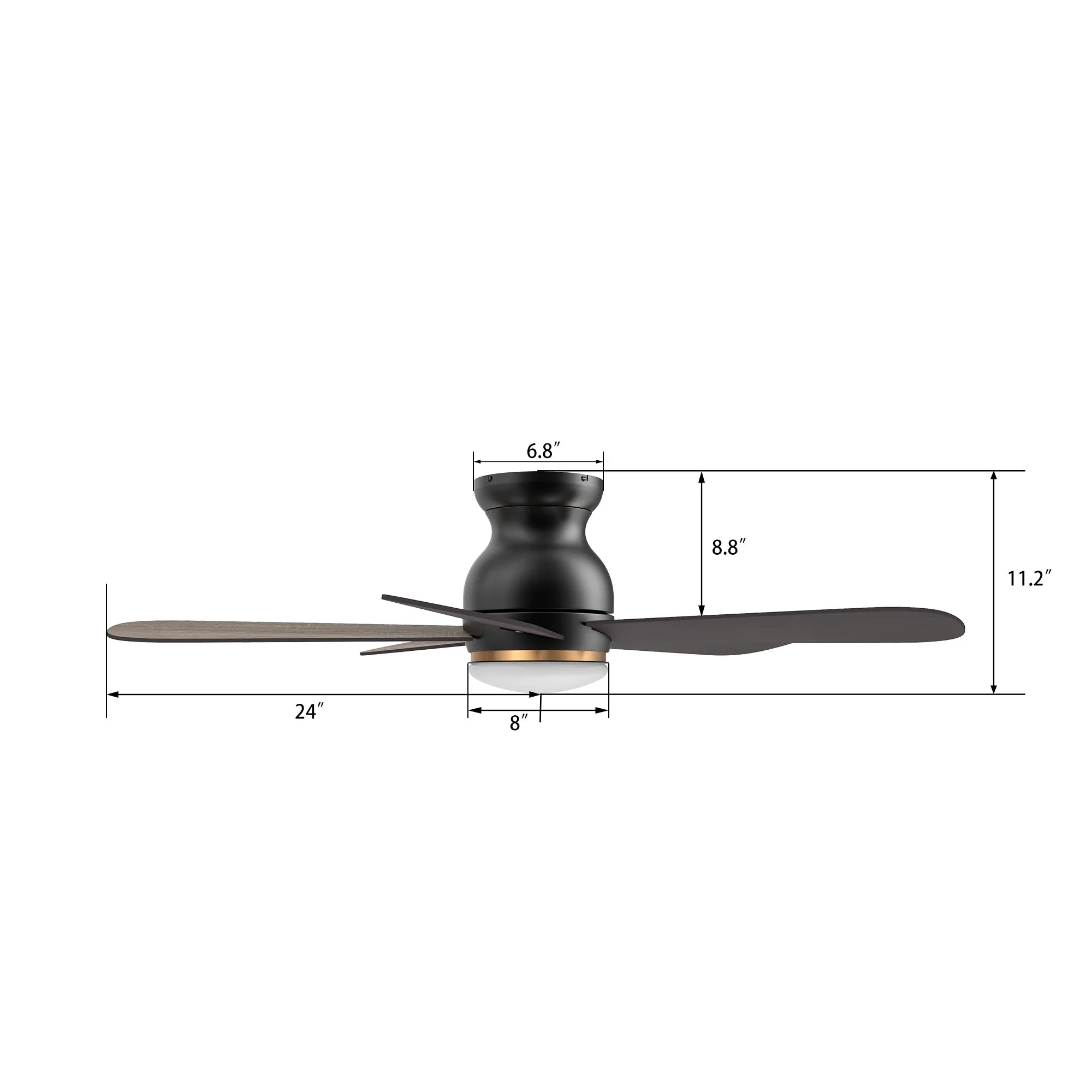 DUBOIS 48 inch 5-Blade Flush Mount Smart Ceiling Fan with LED Light Kit & Remote- Black/Walnut & Barnwood (Reversible Blades)