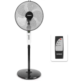 Duronic Pedestal Fan FN65, Stand Up Remote Control Fan, Floor Standing Cooling 16 Inch Fan, 5 Blade Oscillating Air Cooler for Summer, 3 Speed, Timer