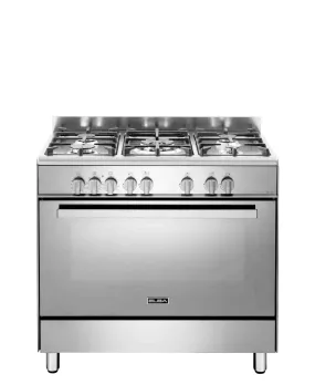 Elba Classic 90cm 5 Burner Gas Cooker With Gas Oven - Silver