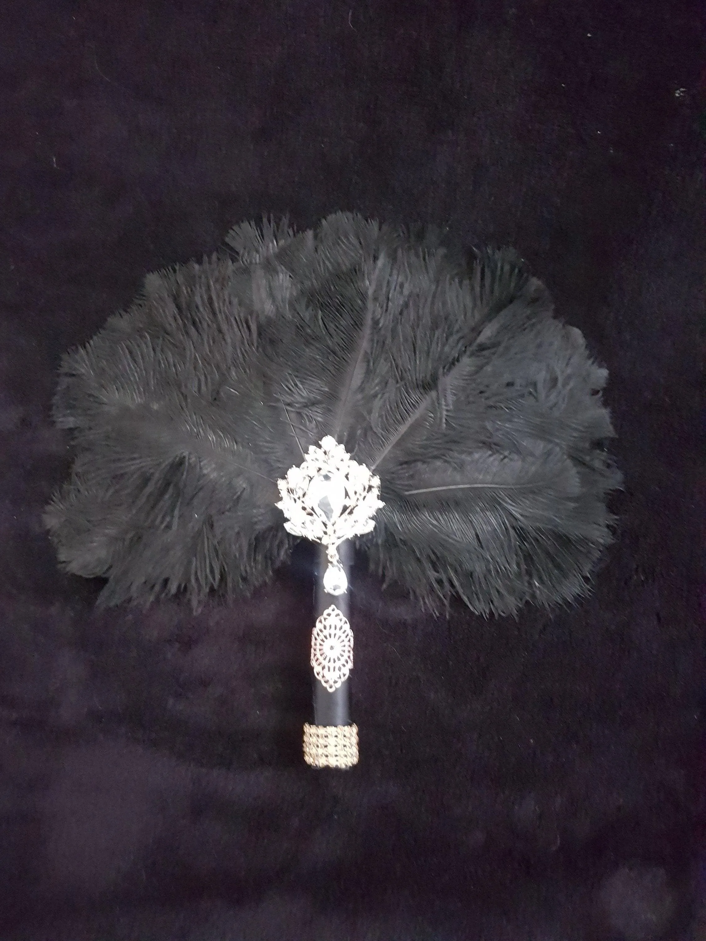 Feather Fan bouquet luxury alternative Bouquet Great Gatsby wedding style -ANY COLOUR by Crystal wedding uk