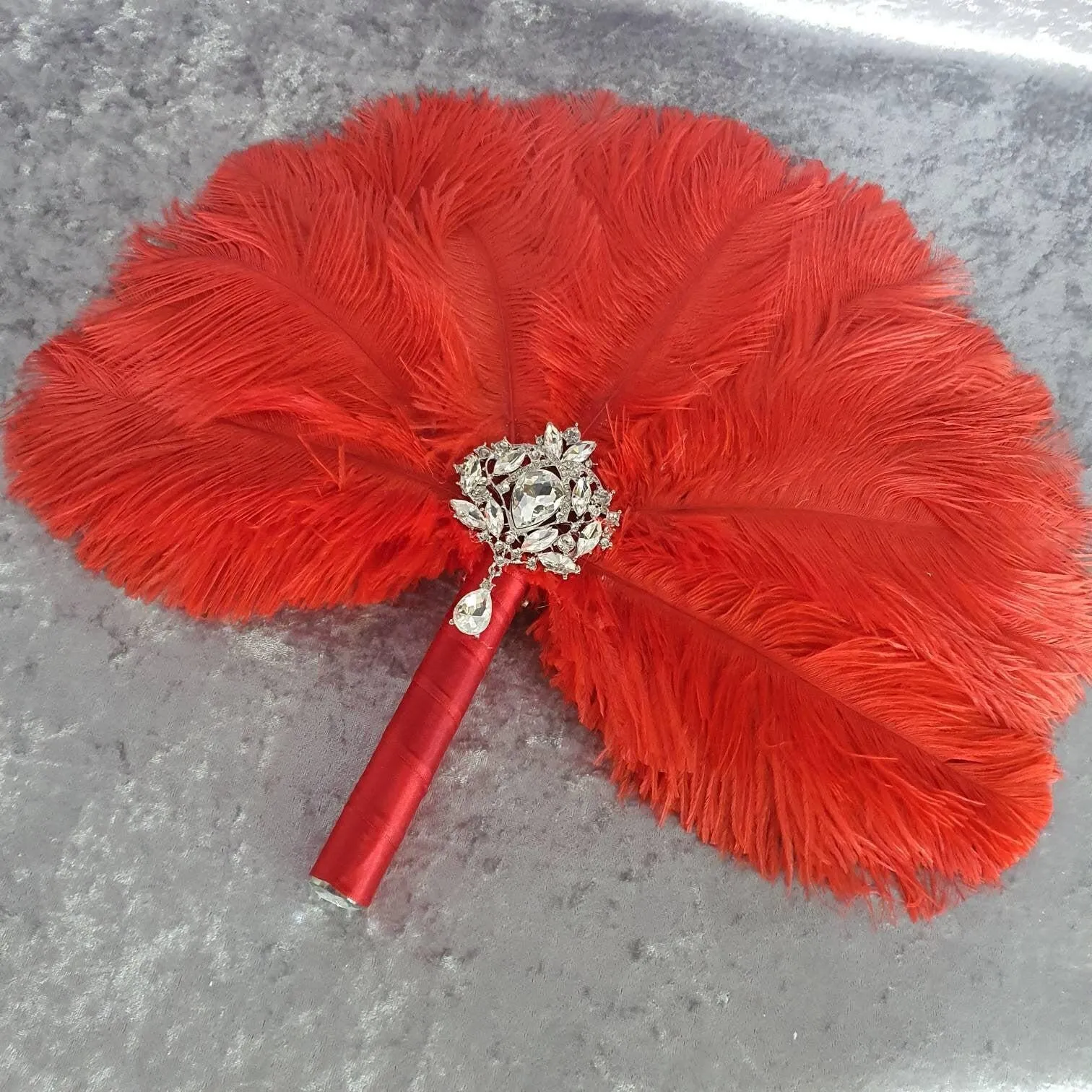 Feather Fan bouquet luxury alternative Bouquet Great Gatsby wedding style -ANY COLOUR by Crystal wedding uk