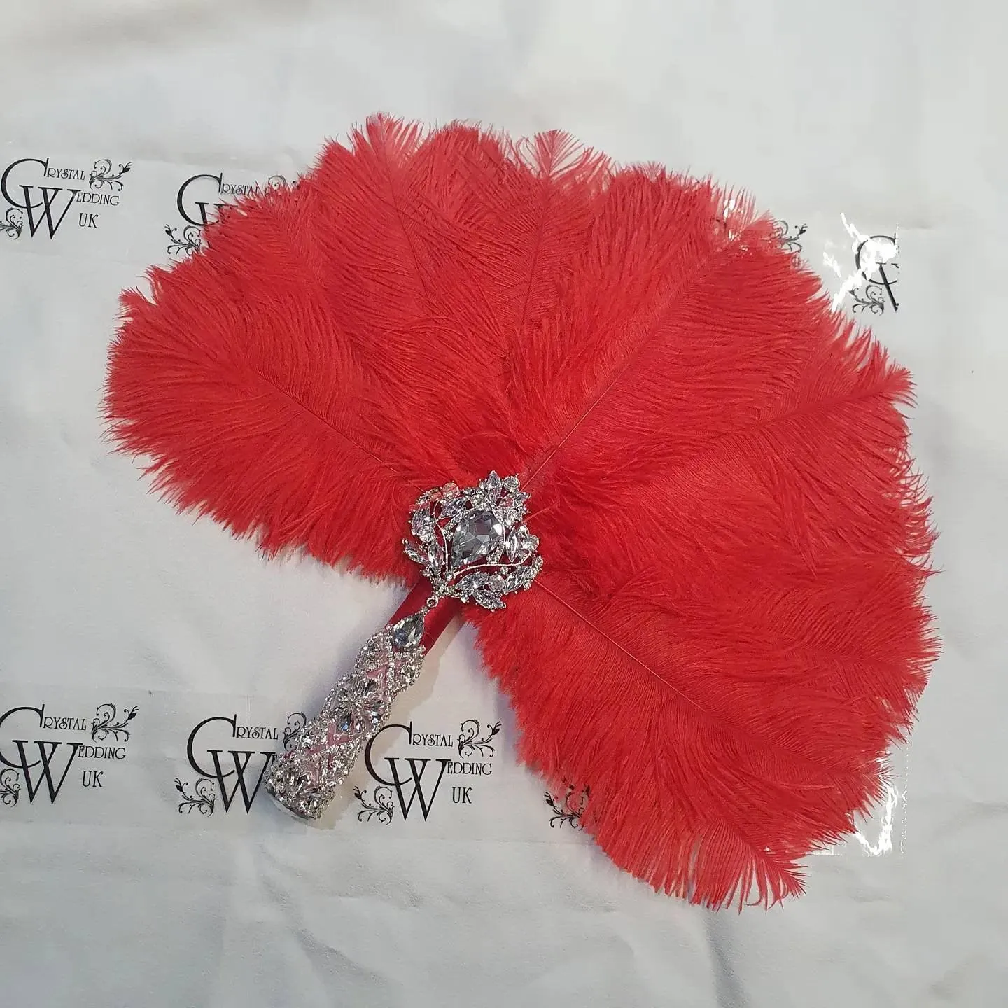 Feather Fan bouquet luxury alternative Bouquet Great Gatsby wedding style -ANY COLOUR by Crystal wedding uk