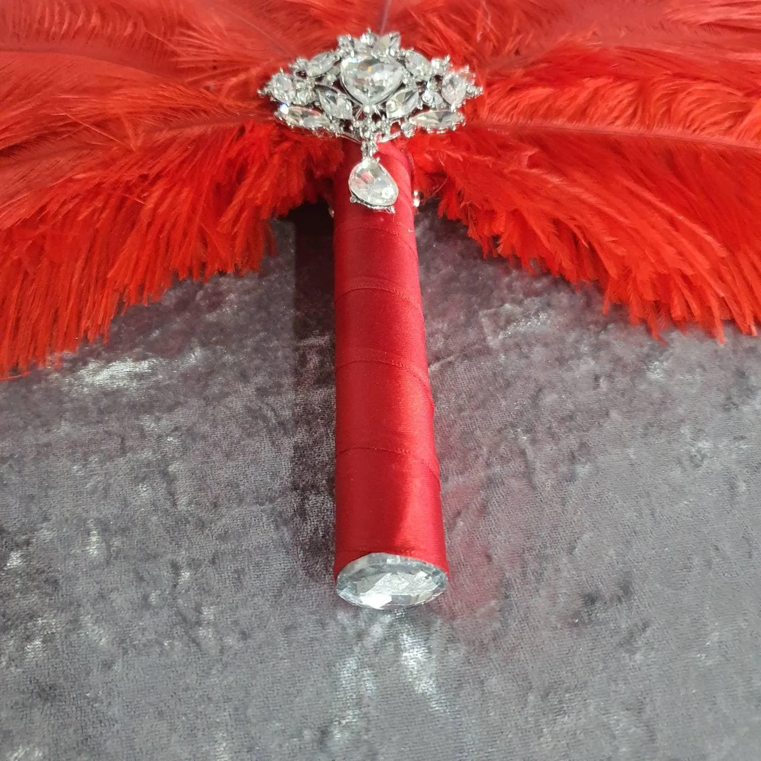 Feather Fan bouquet luxury alternative Bouquet Great Gatsby wedding style -ANY COLOUR by Crystal wedding uk