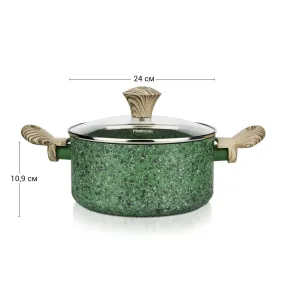 Fissman Stockpot Malachite 24x10.9cm/4.7 Ltr With Glass Lid With Induction Bottom (Aluminium With Non-Stick Coating)