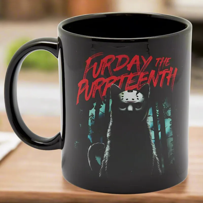 Furday the Purrteenth Black Mug