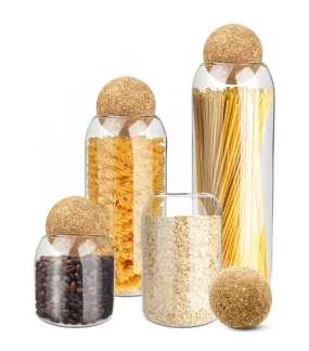 Glass Canister With Ball Cork Lid