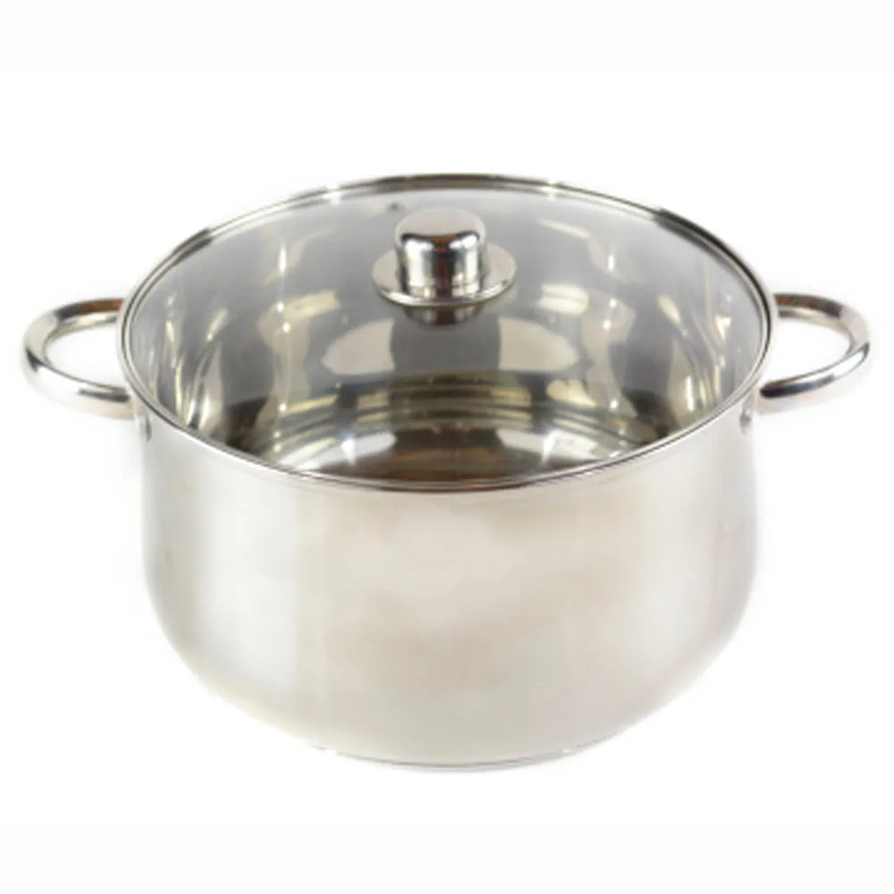 Gourmet Chef 10-Quart Stainless Steel Stock Pot with Glass Lid Kitchen Basics For Home and Restaurants - Large Stockpot with Capsulated Base, Vented Hole on Cover, and Non-heat Riveted Handles