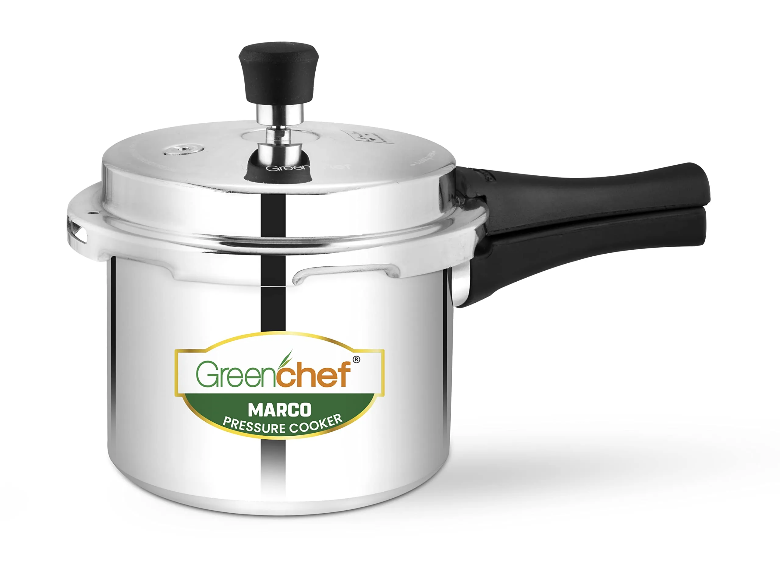 GREENCHEF Marco Aluminium Induction Base Pressure Cooker Outer Lid 3 Litres capacity, ISI Certified, Silver Colour