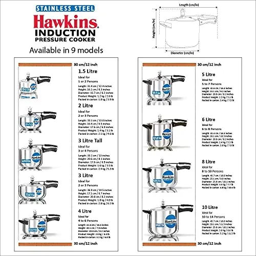 Hawkins 3 Litre Inner Lid Pressure Cooker, Stainless Steel Cooker, Wide Design Pan Cooker, Induction Cooker, Silver (HSS3W)