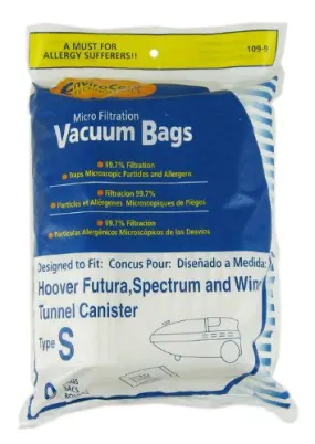 Hoover type S Vacuum Bags (9 pack)