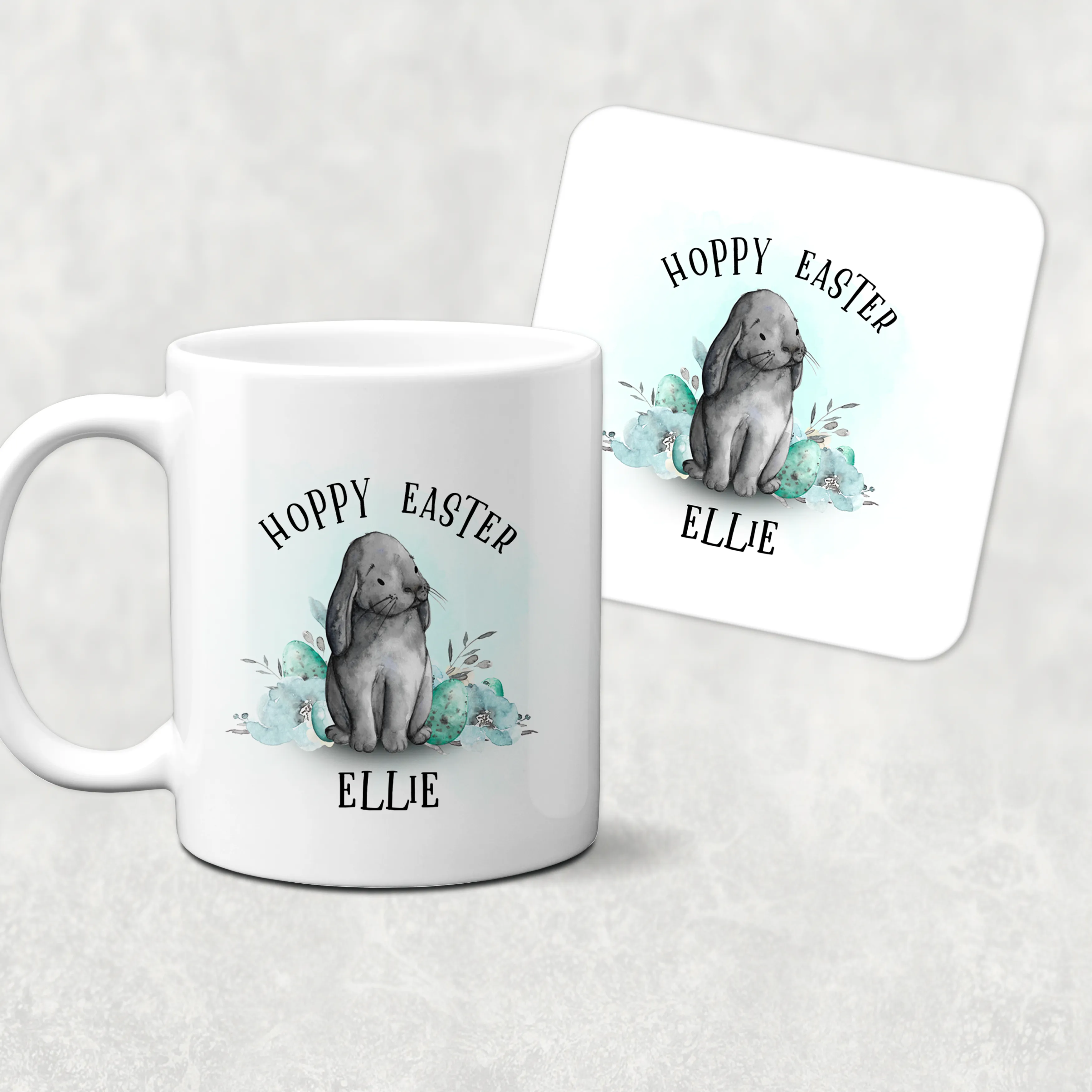 Hoppy Easter Personalised Watercolour Mug