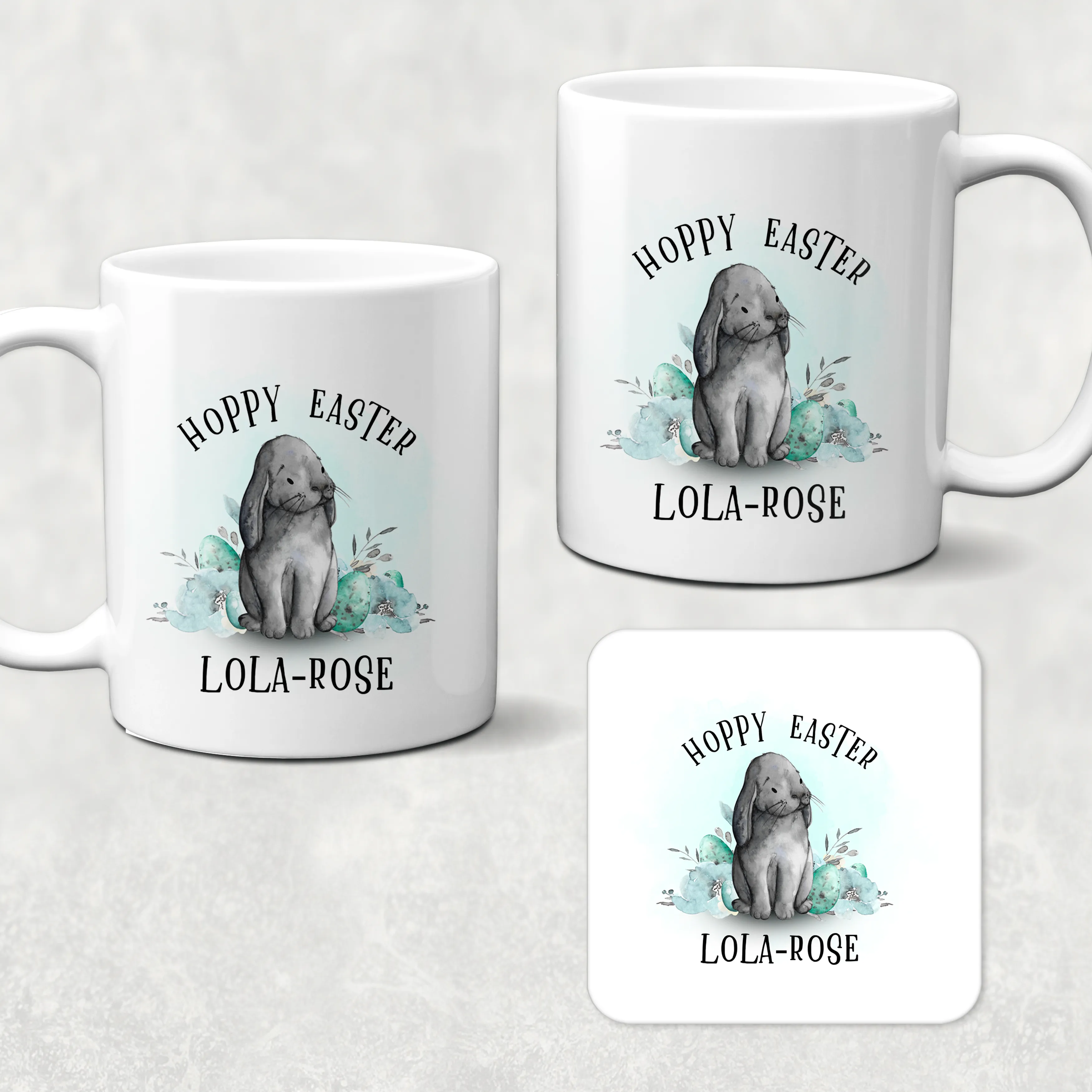 Hoppy Easter Personalised Watercolour Mug