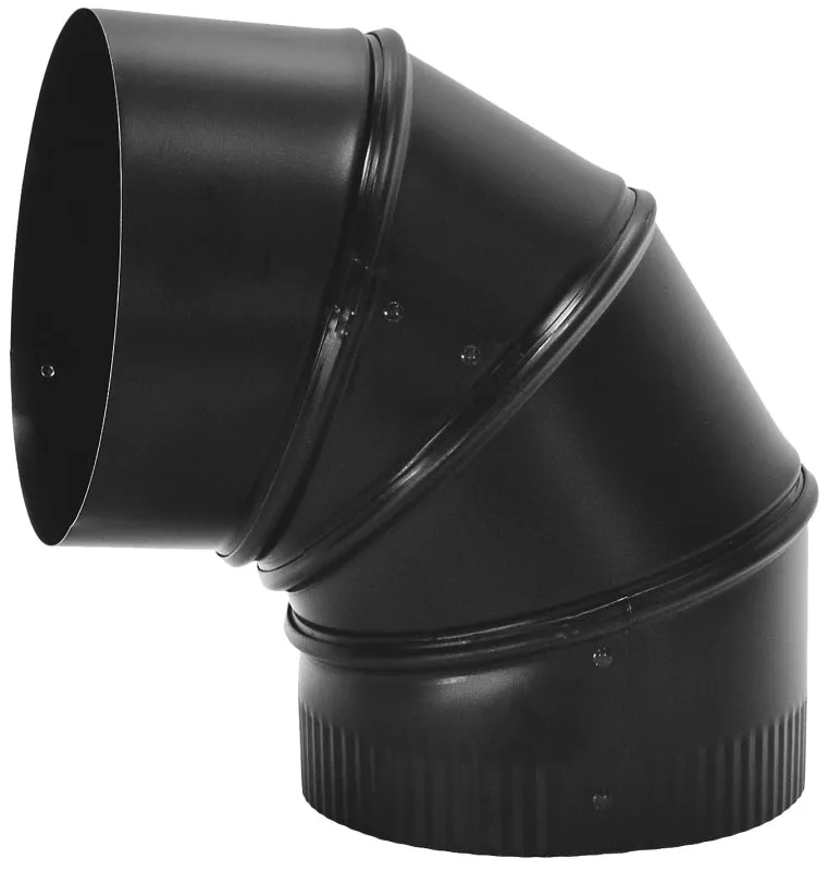 Imperial BM0013 Stove Pipe Elbow, 90 deg Angle, 5 in, 24 ga Gauge, Steel, Black, Matte :EA: QUANTITY: 1