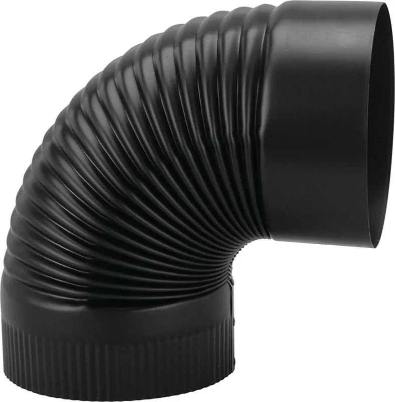 Imperial BM0025 Stove Pipe Elbow, 90 deg Angle, 8 in, 24 Gauge, Steel, Black :EA: QUANTITY: 4