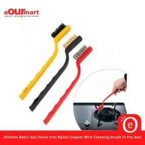 Kitchen Basin Gas Stove Iron Nylon Copper Wire Cleaning Brush (3 Pcs Set)