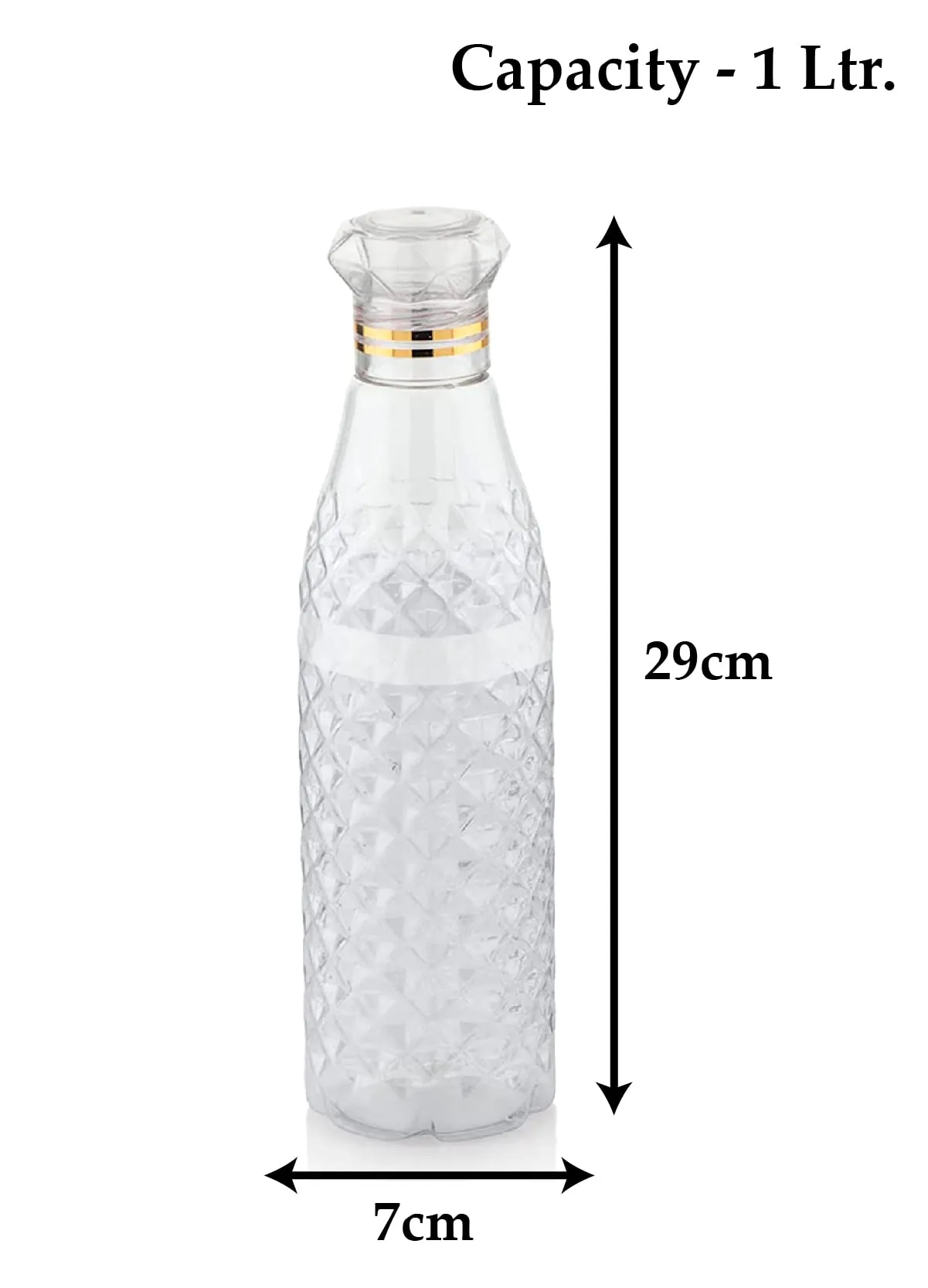 Kuber Industries Plastic Ragular Crystal Design Water Bottle For Home & Traveling, 1Ltr. Set of 3 (Transparent) 54KM4305