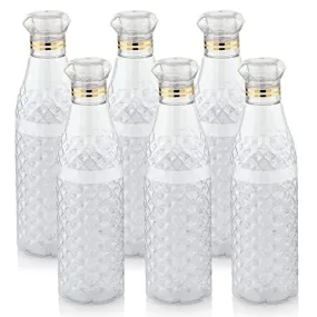 Kuber Industries Plastic Ragular Crystal Design Water Bottle For Home & Traveling, 1Ltr. Set of 3 (Transparent) 54KM4305