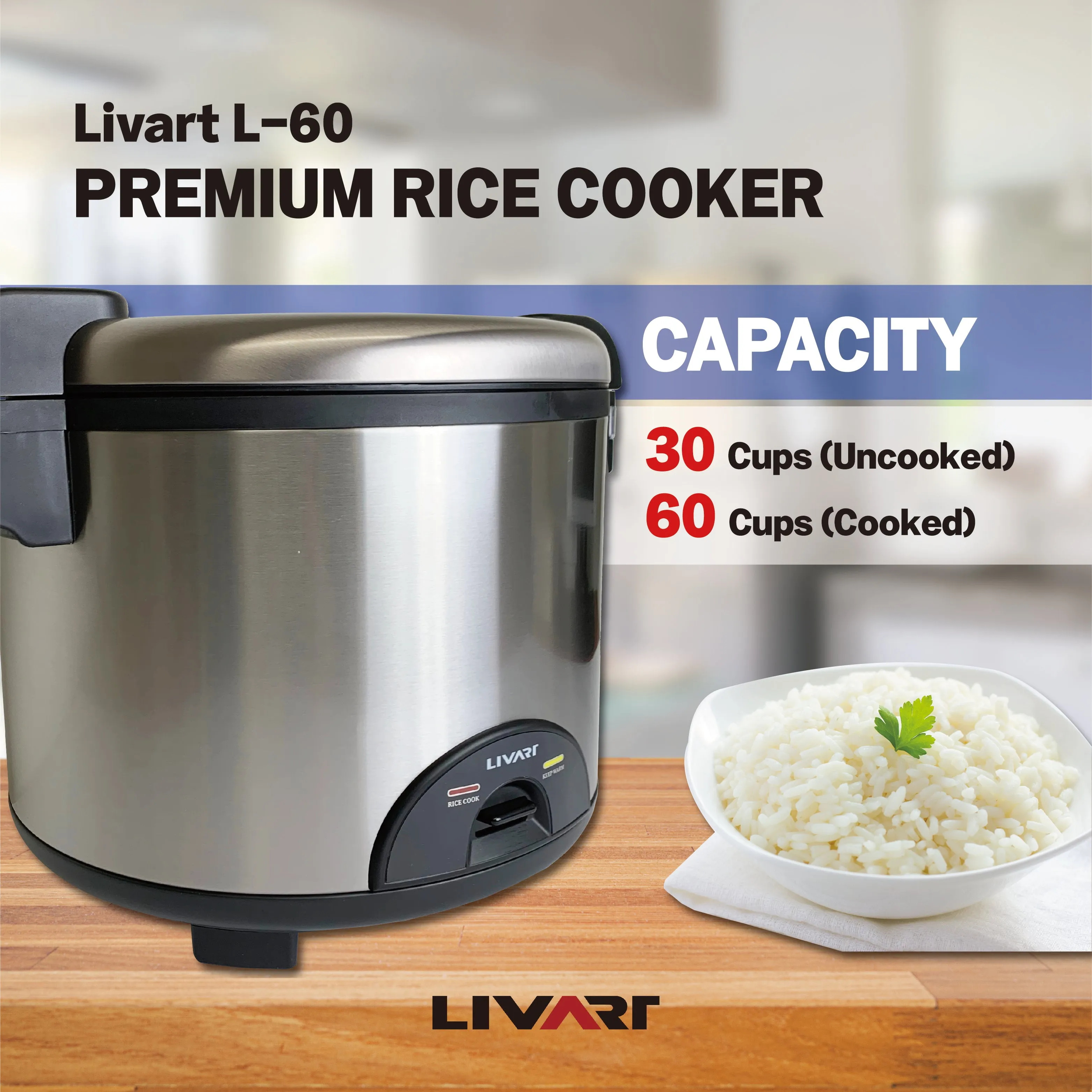 Livart Commercial 30 Cup Rice Cooker