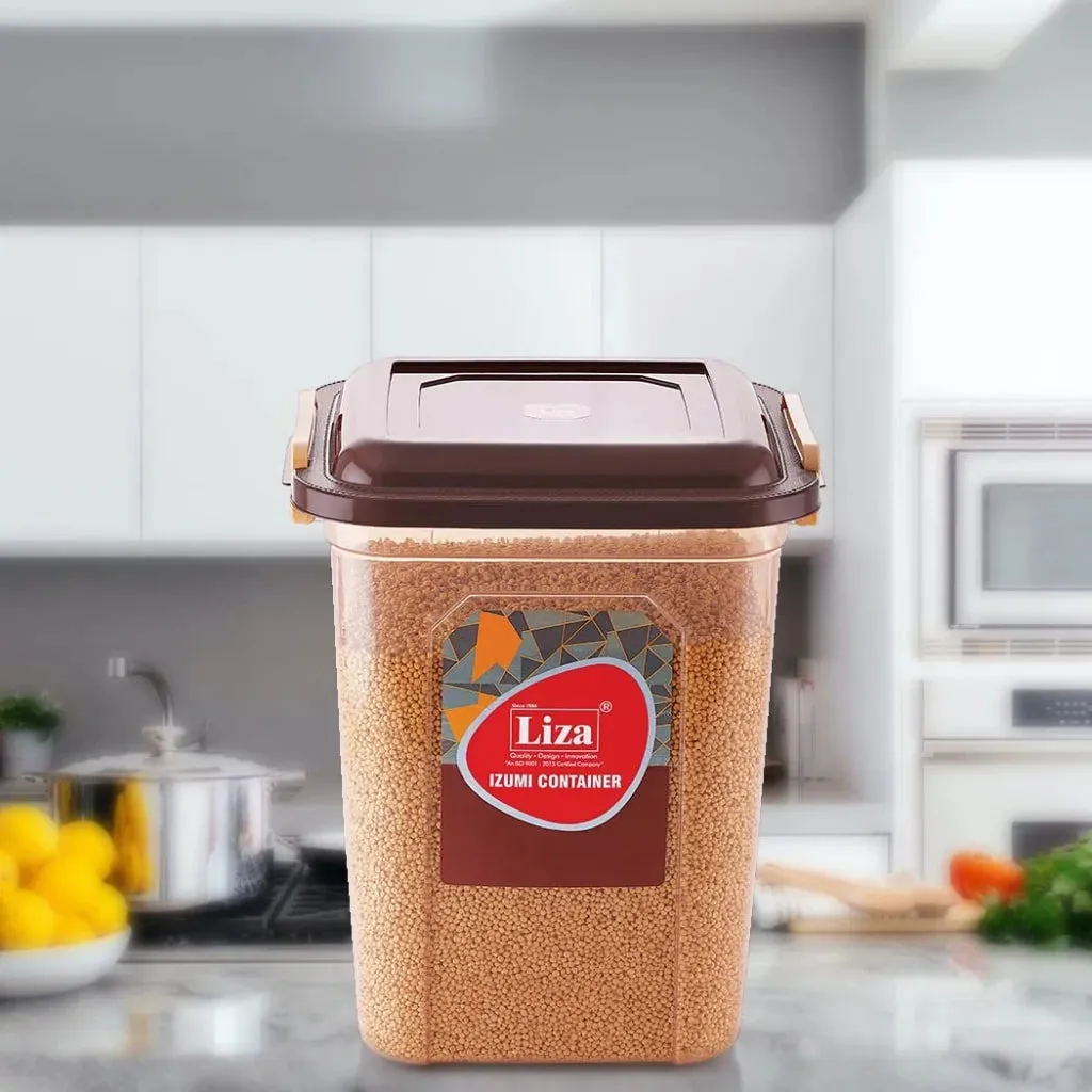 Liza Airtight Plastic 21Ltr Brown Square Food Storage Container for Kitchen Storage