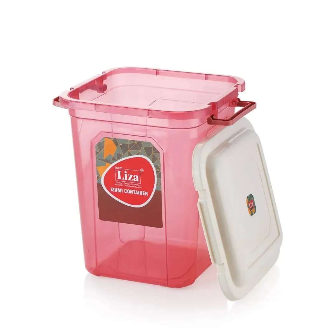 Liza Airtight Plastic 21Ltr Pink Square Food Storage Container for Kitchen Storage