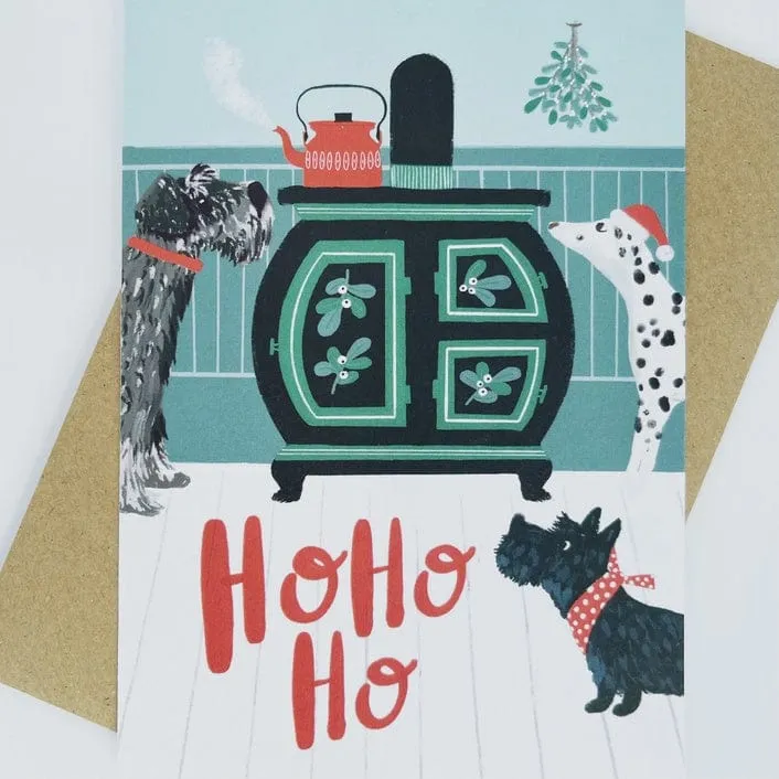 Lomond Paper Co Stove Dogs "Ho Ho Ho" Christmas Card